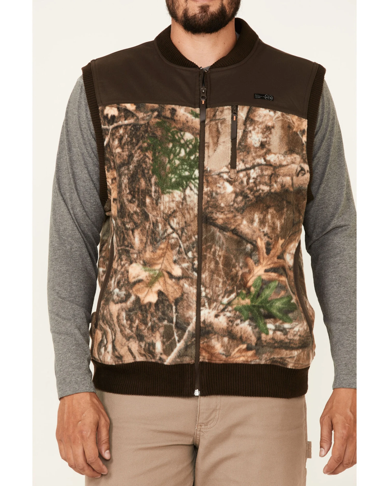 Wrangler ATG Men's All-Terrain Realtree Camo Fleece Zip-Front Bomber Vest 5 Wrangler ATG Men's All-Terrain Realtree Camo Fleece Zip-Front Bomber Vest - Image 3