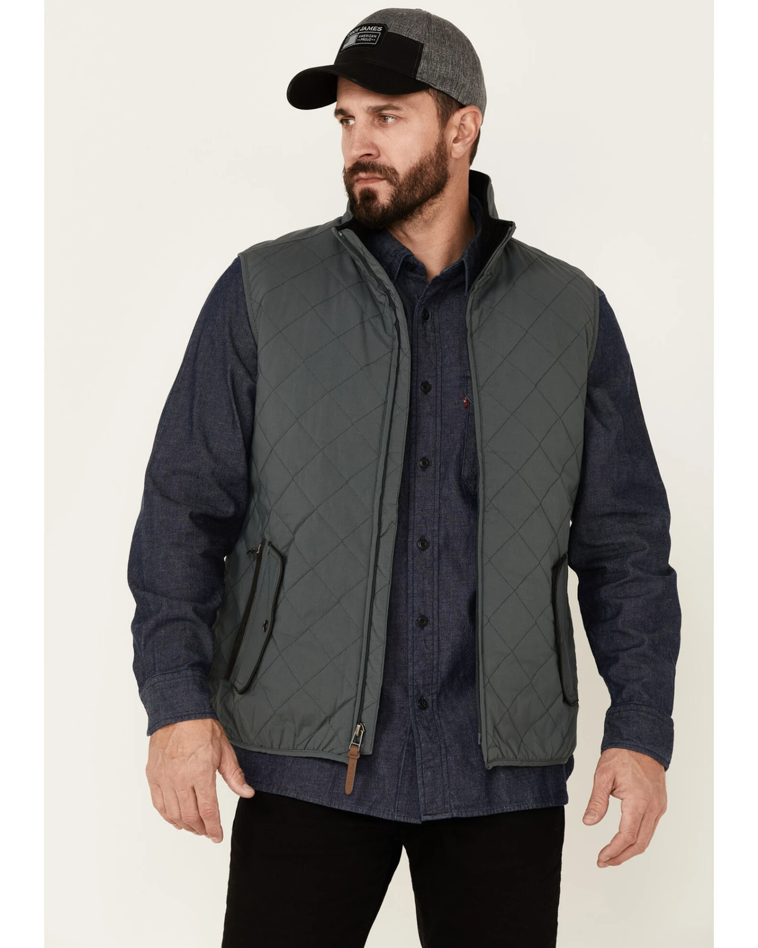 Dakota Grizzly Men's Slate Nolan Zip-Front Quilted Vest 3 Dakota Grizzly Men's Slate Nolan Zip-Front Quilted Vest