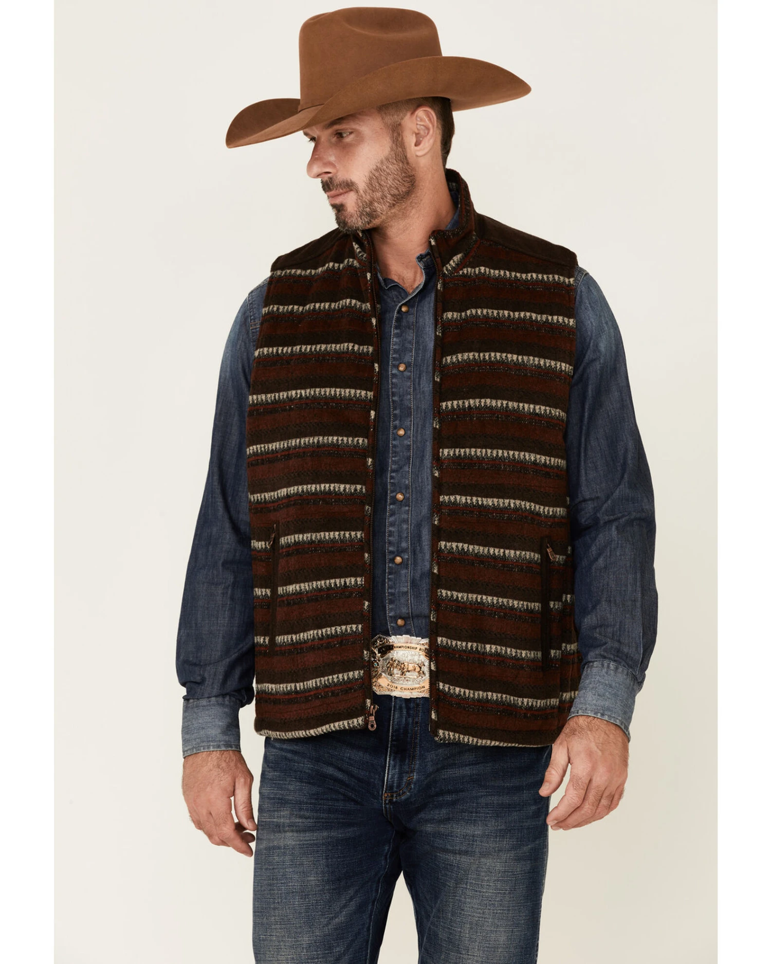 Cripple Creek Men's Navajo Print Zip-Front Blanket Vest 4 Cripple Creek Men's Navajo Print Zip-Front Blanket Vest - Image 2