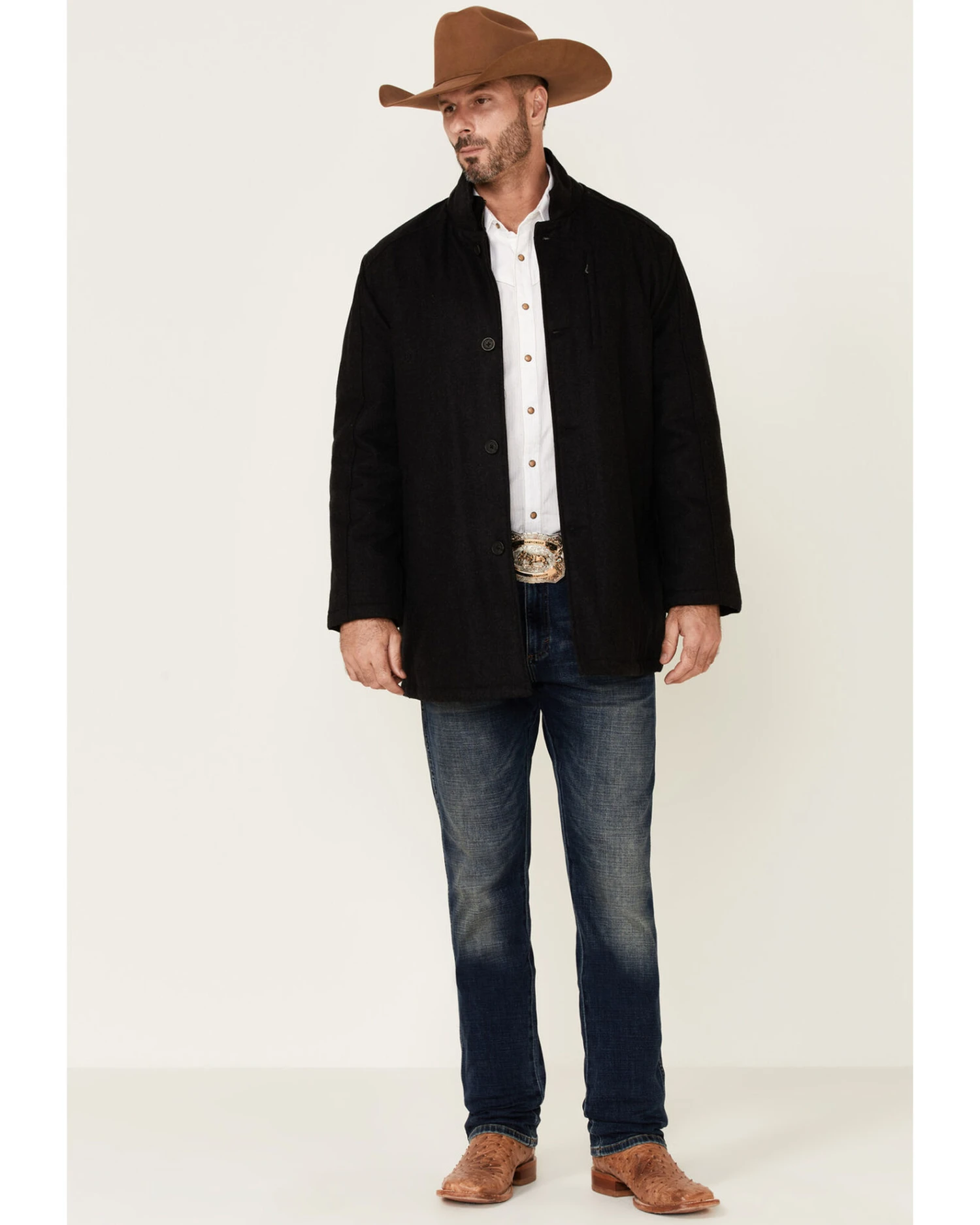 Cripple Creek Men's Heather Black Wool Melton Button-Front Coat 4 Cripple Creek Men's Heather Black Wool Melton Button-Front Coat - Image 2
