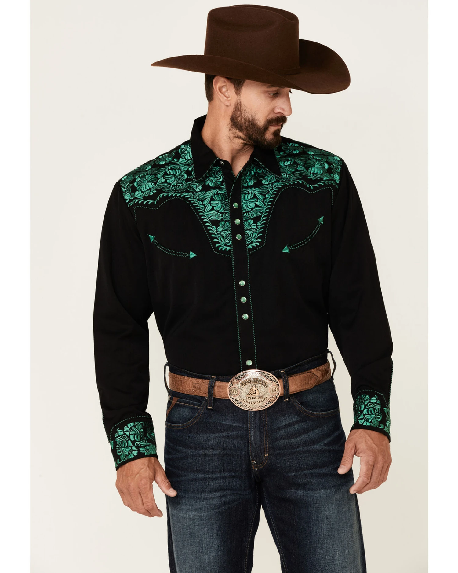 Scully Men's Embroidered Gunfighter Long Sleeve Pearl Snap Western Shirt 6 Scully Men's Embroidered Gunfighter Long Sleeve Pearl Snap Western Shirt - Image 4