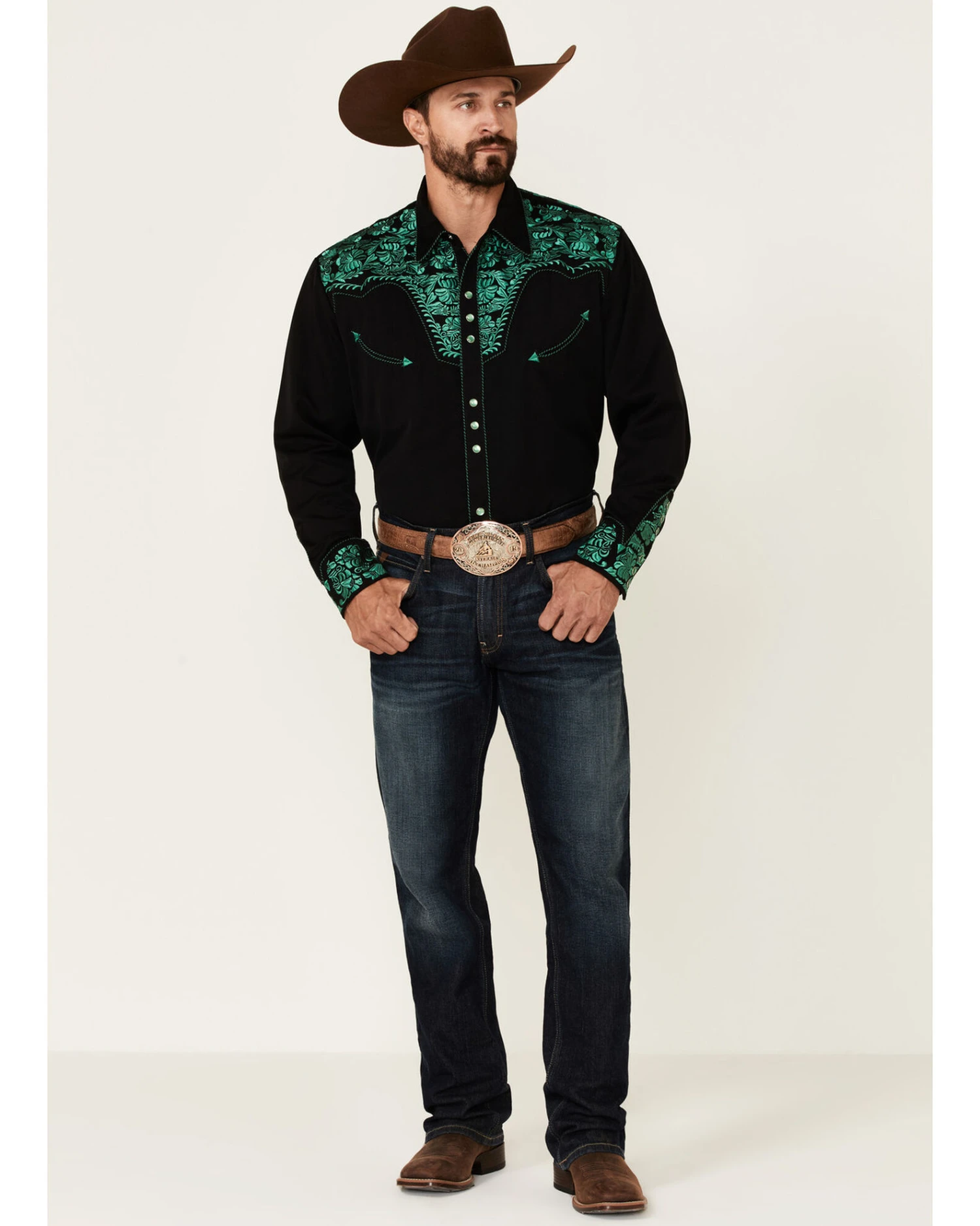 Scully Men's Embroidered Gunfighter Long Sleeve Pearl Snap Western Shirt 4 Scully Men's Embroidered Gunfighter Long Sleeve Pearl Snap Western Shirt - Image 2