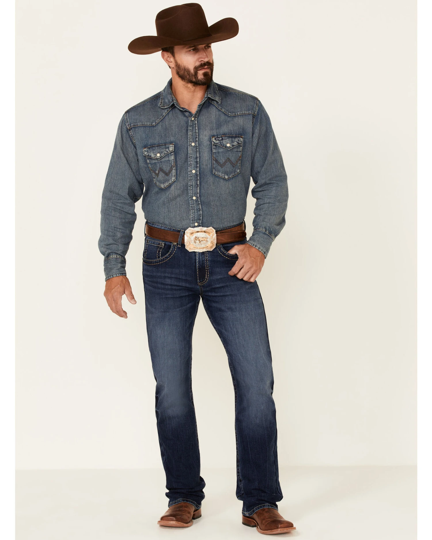 Rock 47 By Wrangler Men's Horizon Dark Wash Stretch Slim Bootcut Jeans 6 Rock 47 By Wrangler Men's Horizon Dark Wash Stretch Slim Bootcut Jeans - Image 4