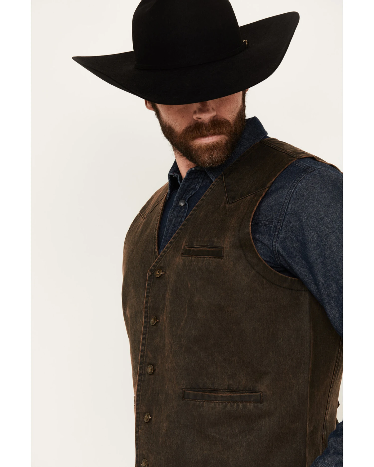 Cody James Men's Pancho Villa Oilskin Button-Front Western Vest 4 Cody James Men's Pancho Villa Oilskin Button-Front Western Vest - Image 2