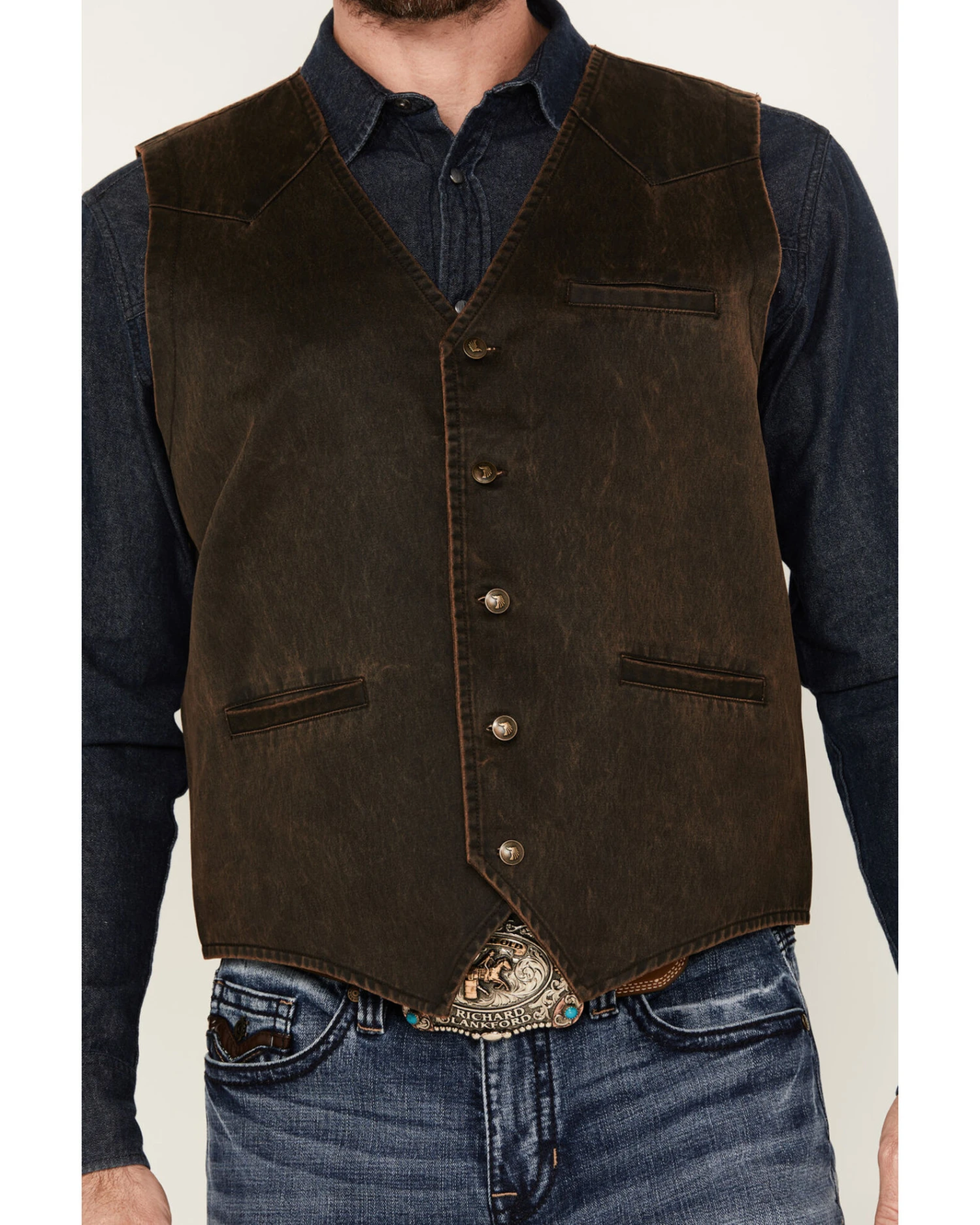 Cody James Men's Pancho Villa Oilskin Button-Front Western Vest 3 Cody James Men's Pancho Villa Oilskin Button-Front Western Vest