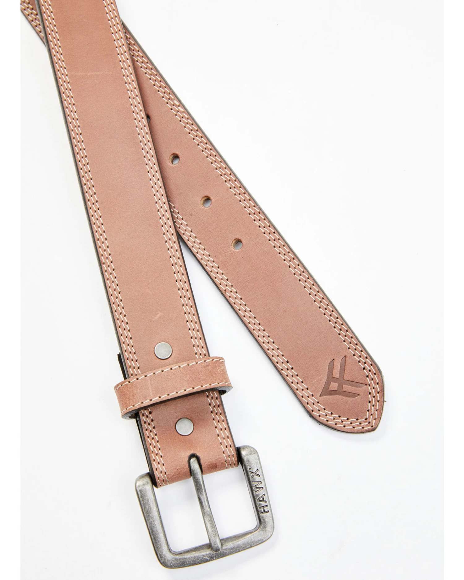 Hawx Men's Brown Pebbled Logo Buckle Leather Belt 4 Hawx Men's Brown Pebbled Logo Buckle Leather Belt - Image 2
