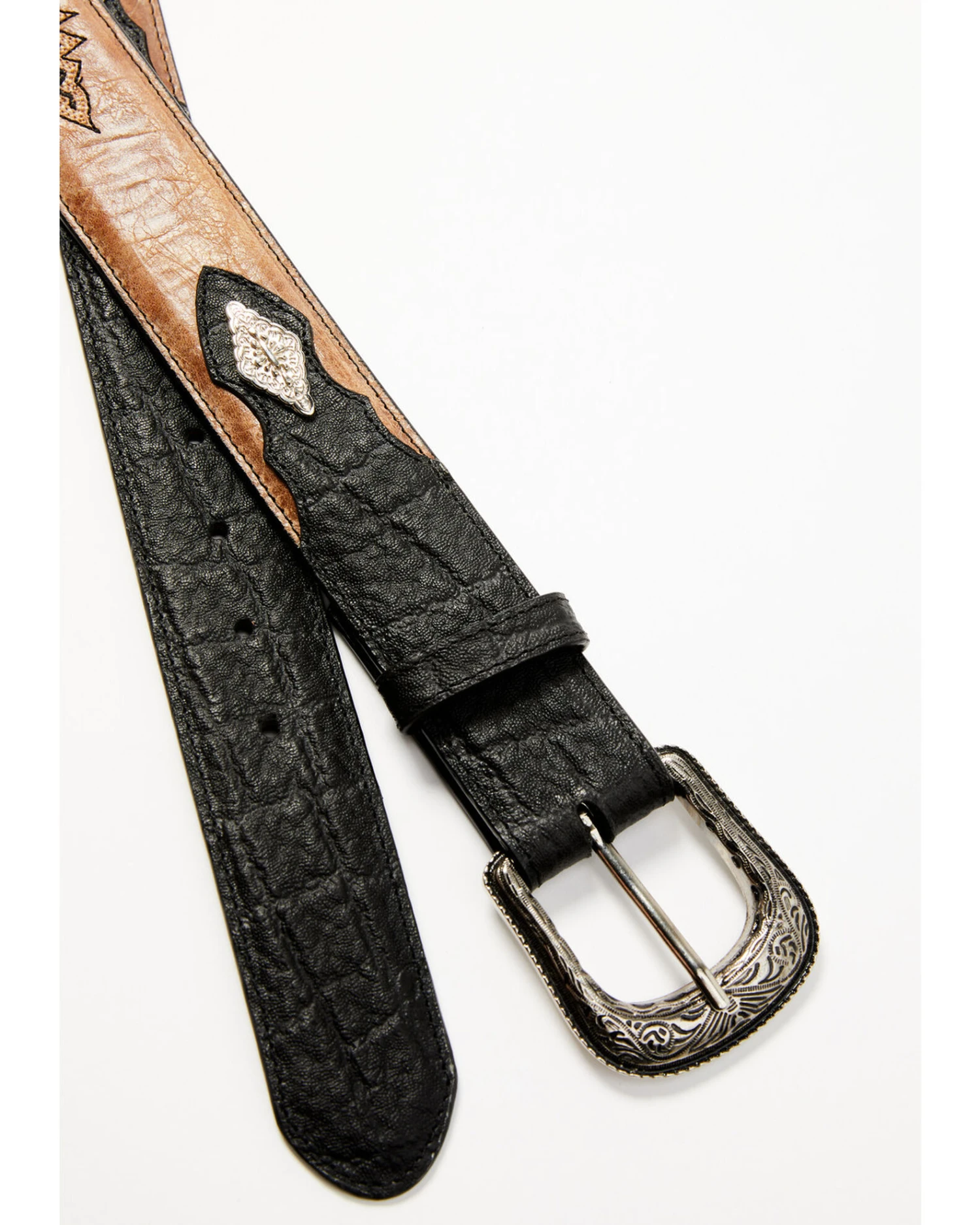 Moonshine Spirit Men's Embroidered Diamond Concho Leather Western Belt 4 Moonshine Spirit Men's Embroidered Diamond Concho Leather Western Belt - Image 2