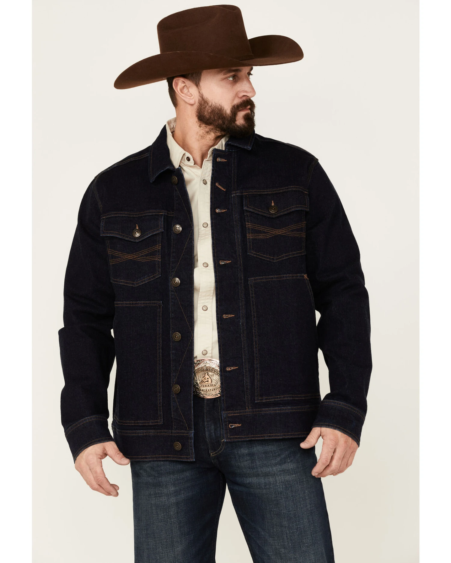Blue Ranchwear Men's Button-Down Dark Denim Trucker Jacket 7 Blue Ranchwear Men's Button-Down Dark Denim Trucker Jacket - Image 5