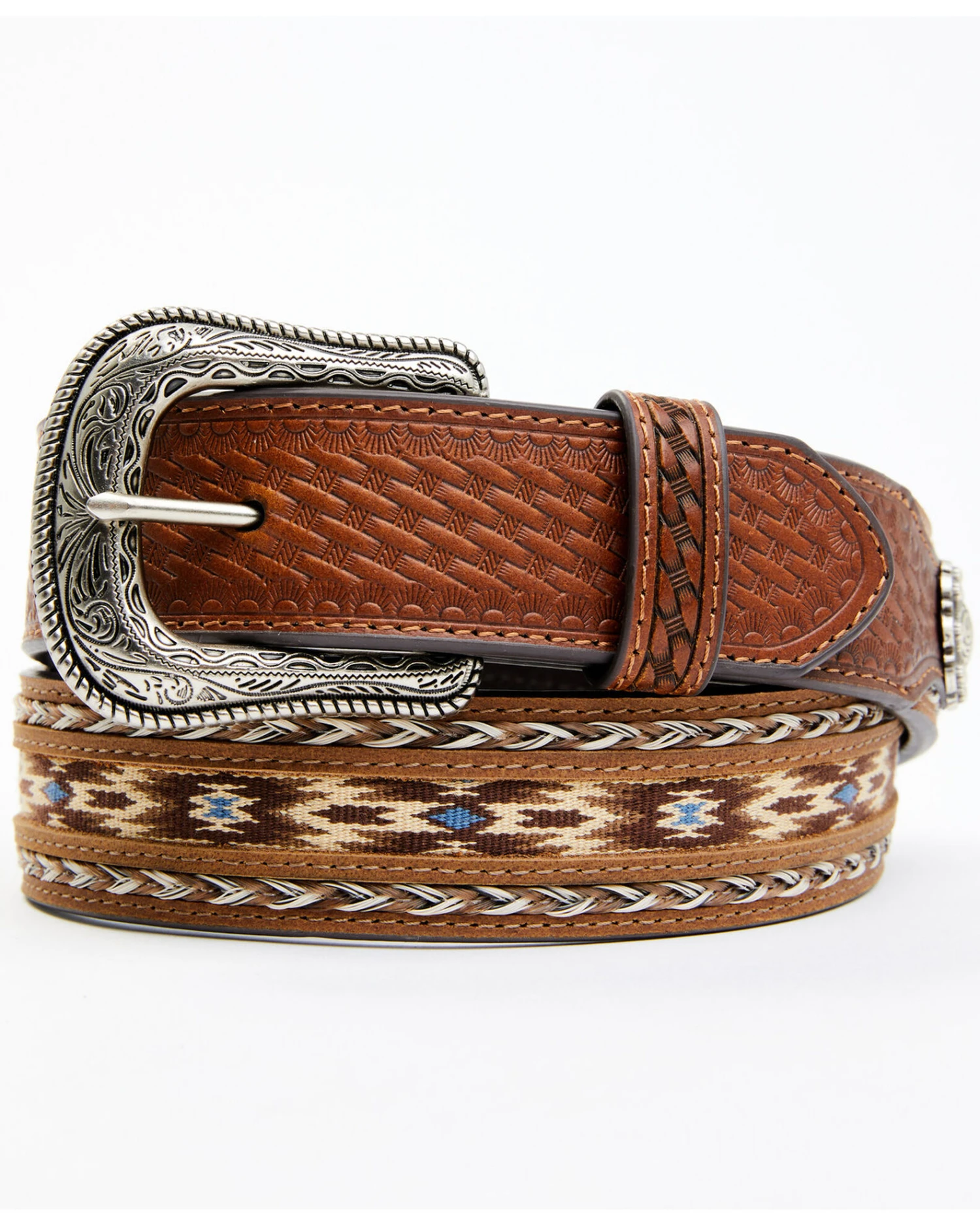 Cody James Men's Southwestern Concho Ribbon Inlay Belt 3 Cody James Men's Southwestern Concho Ribbon Inlay Belt