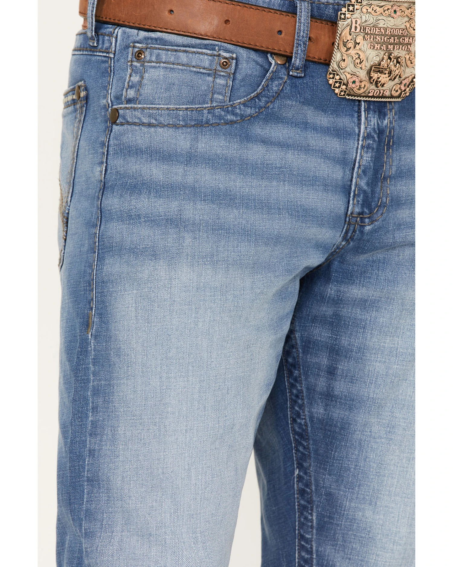 Rock 47 By Wrangler Men's Barlow Light Wash Slim Straight Jeans 6 Rock 47 By Wrangler Men's Barlow Light Wash Slim Straight Jeans - Image 4