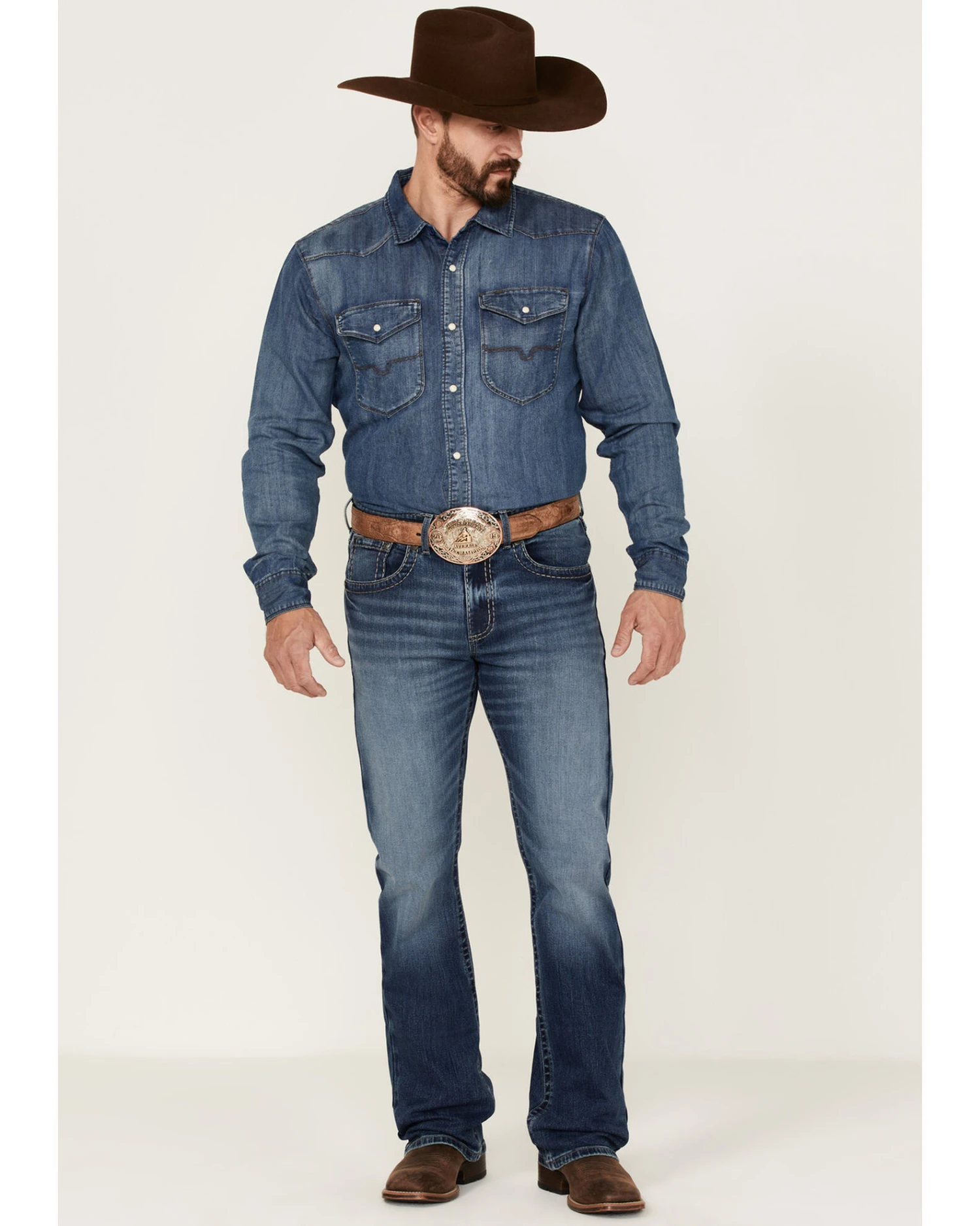 Rock 47 By Wrangler Men's Edmond Medium Wash Stretch Slim Bootcut Jeans 5 Rock 47 By Wrangler Men's Edmond Medium Wash Stretch Slim Bootcut Jeans - Image 3