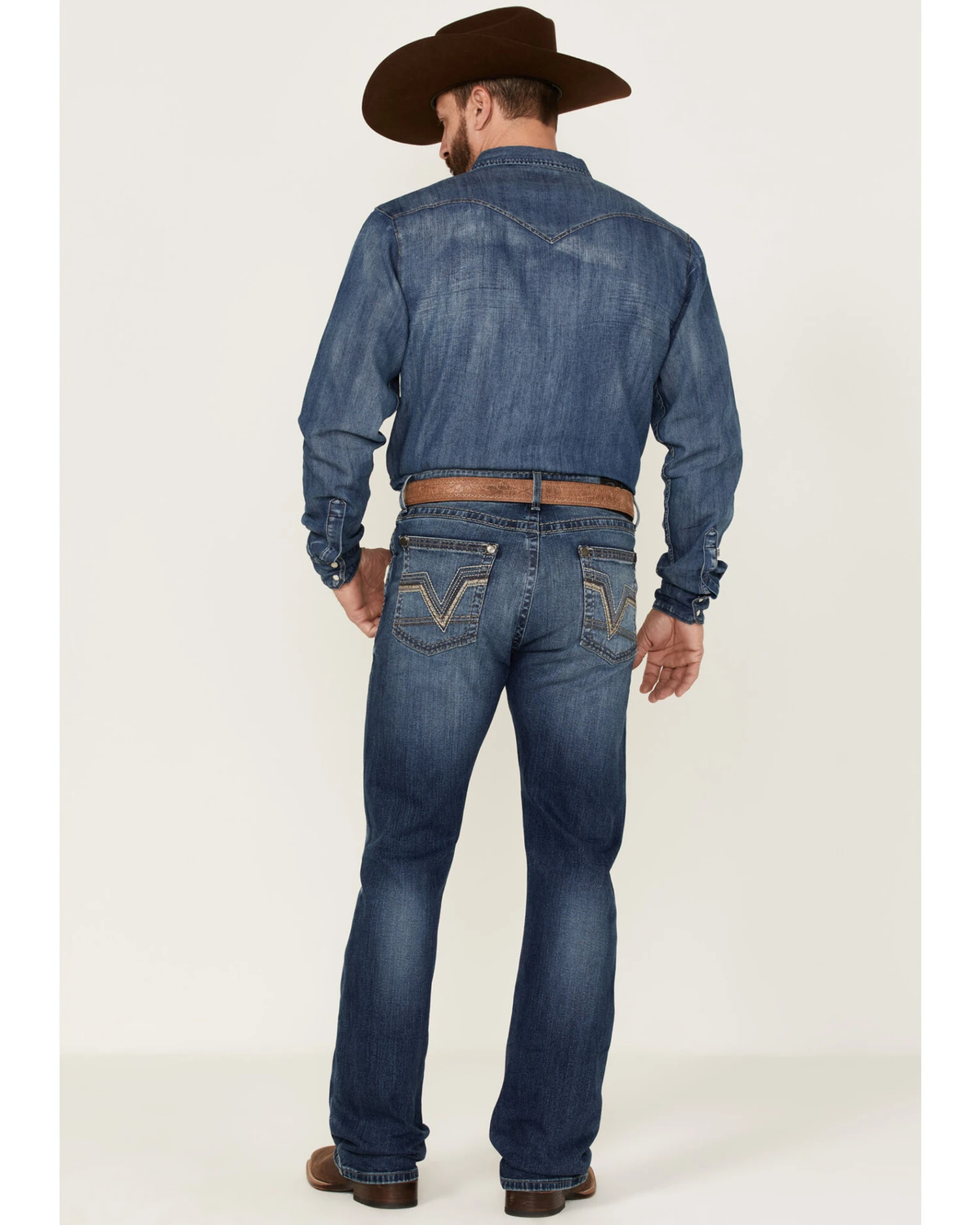 Rock 47 By Wrangler Men's Edmond Medium Wash Stretch Slim Bootcut Jeans 4 Rock 47 By Wrangler Men's Edmond Medium Wash Stretch Slim Bootcut Jeans - Image 2