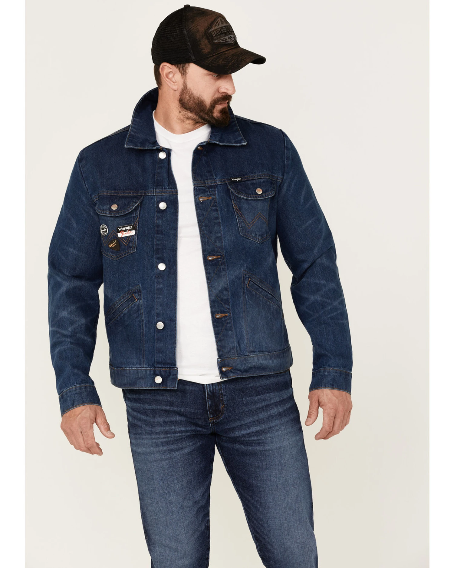 Wrangler X Fender Men's Cowboy Rockstar Patch Denim Jacket 5 Wrangler X Fender Men's Cowboy Rockstar Patch Denim Jacket - Image 3