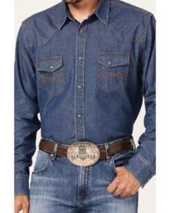 Blue Ranchwear Men's Medium Wash Long Sleeve Snap Western Denim Shirt 8 Blue Ranchwear Men's Medium Wash Long Sleeve Snap Western Denim Shirt -Boot Barn 2000364891 420 P3