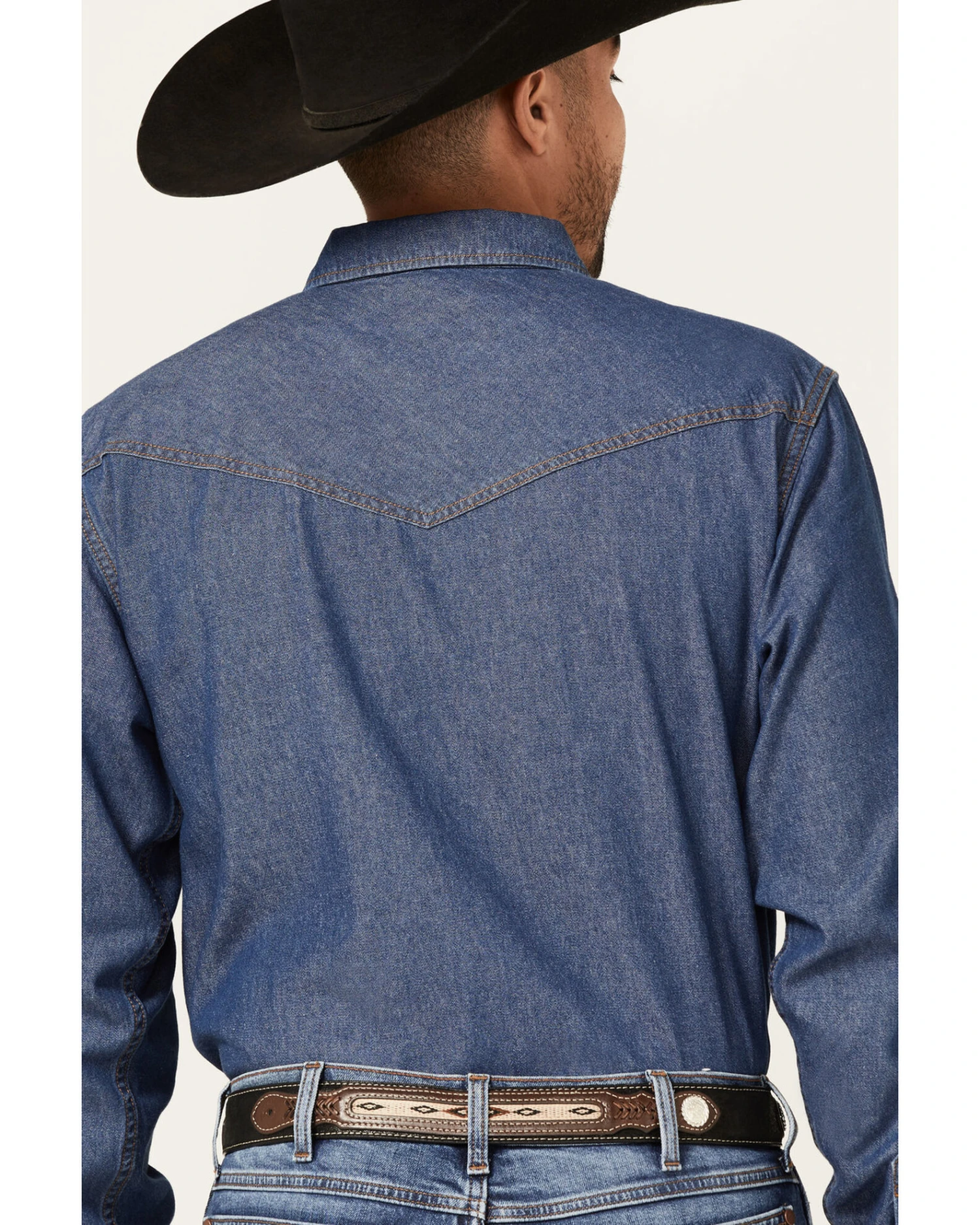 Blue Ranchwear Men's Medium Wash Long Sleeve Snap Western Denim Shirt 3 Blue Ranchwear Men's Medium Wash Long Sleeve Snap Western Denim Shirt