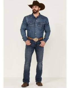 RANK 45 Men's Unbroken Medium Dark Wash Stretch Stackable Straight Jeans 8 RANK 45 Men's Unbroken Medium Dark Wash Stretch Stackable Straight Jeans -Boot Barn 2000365386 415 P1