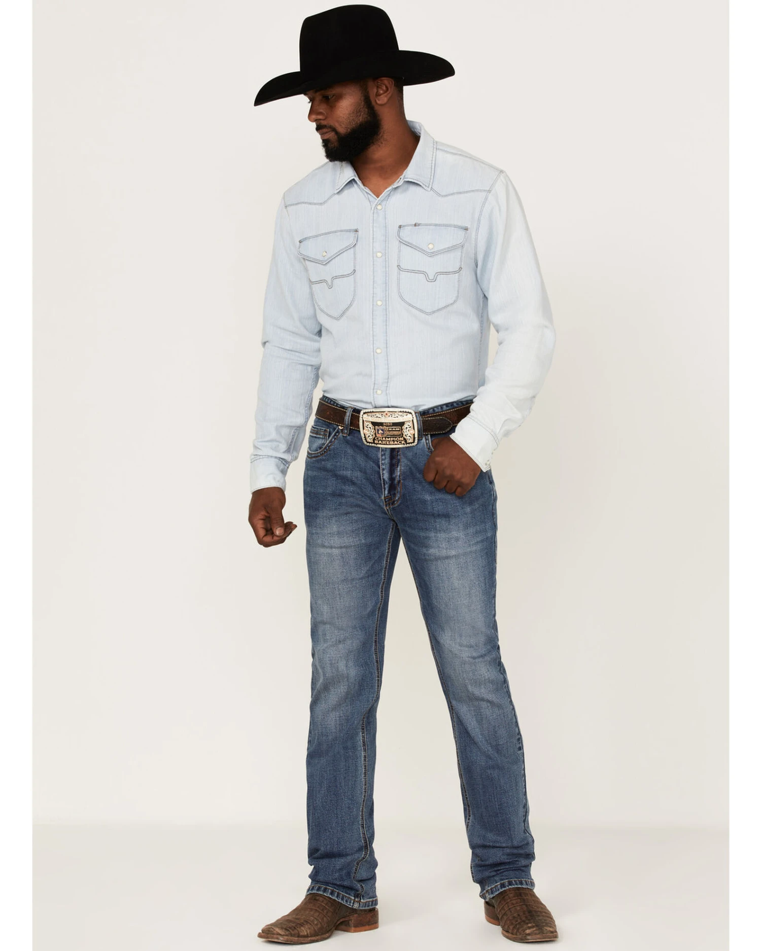 Hooey By Rock & Roll Denim Men's Revolver Medium Wash Reflex Stretch Slim Straight Jeans 5 Hooey By Rock & Roll Denim Men's Revolver Medium Wash Reflex Stretch Slim Straight Jeans - Image 3