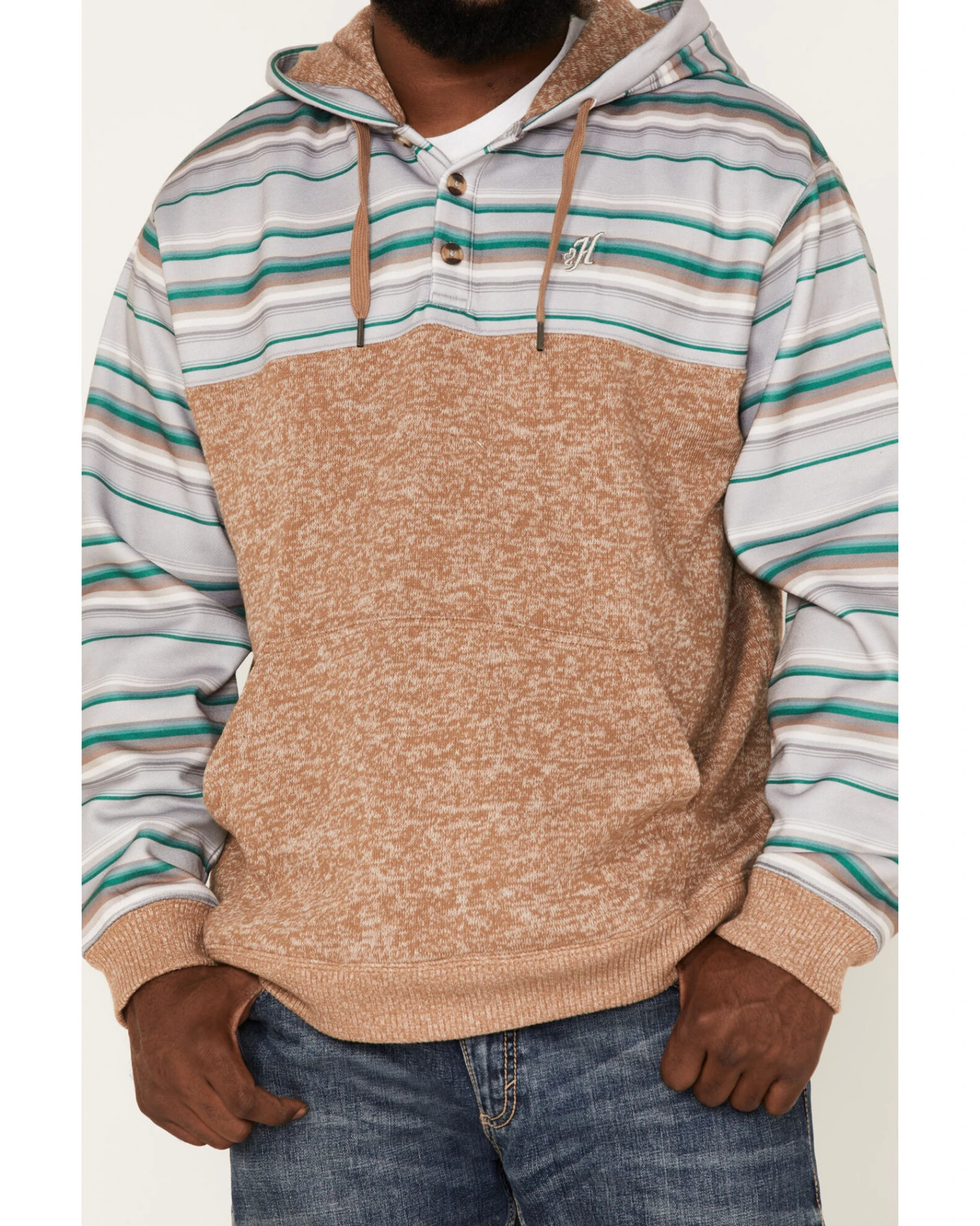Hooey Men's Jimmy Multi-Colored Stripe 1/4 Button Hooded Pullover Sweatshirt 5 Hooey Men's Jimmy Multi-Colored Stripe 1/4 Button Hooded Pullover Sweatshirt - Image 3