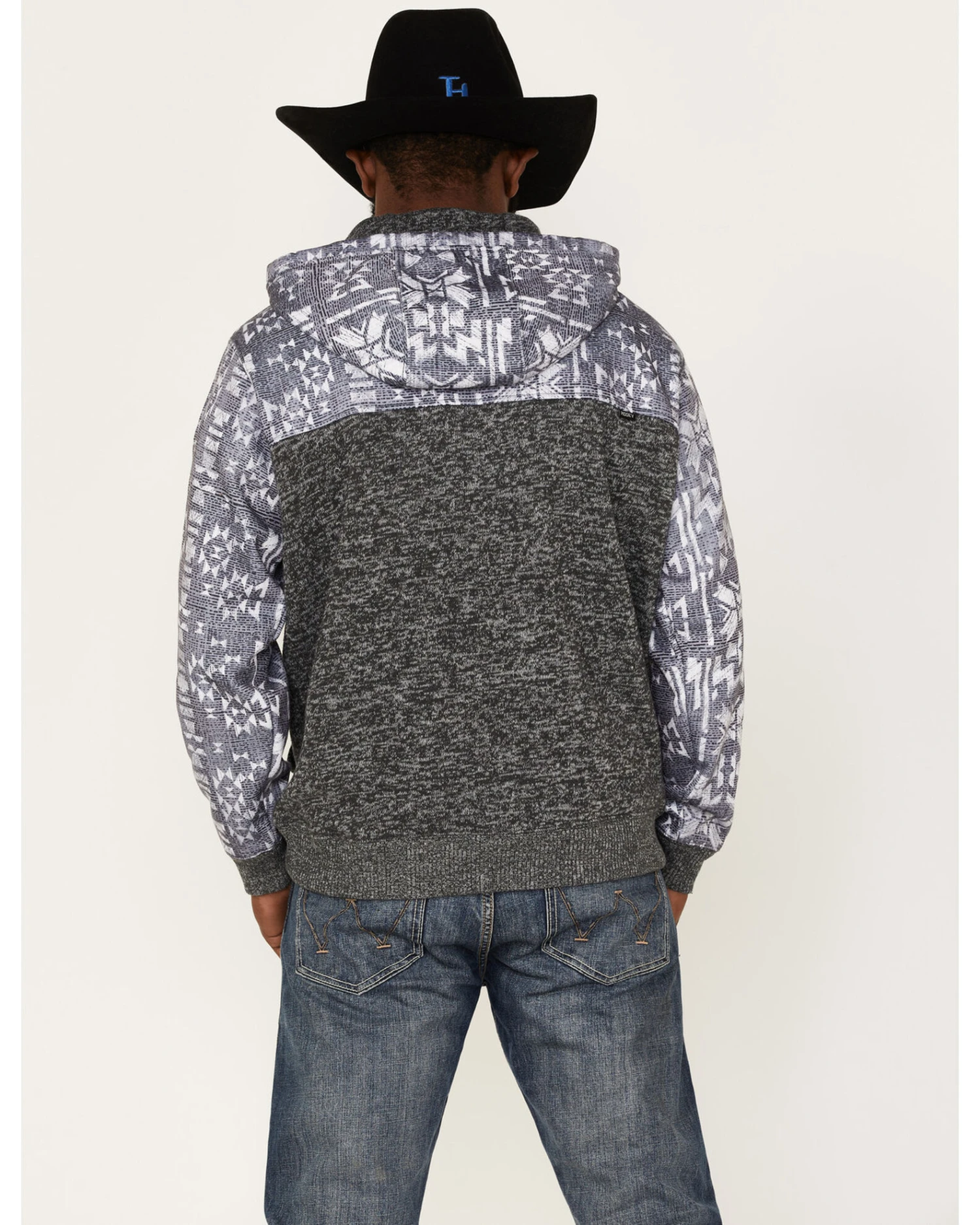 Hooey Men's Heathered Southwestern Print 1/4 Button Down Hooded Pullover 6 Hooey Men's Heathered Southwestern Print 1/4 Button Down Hooded Pullover - Image 4