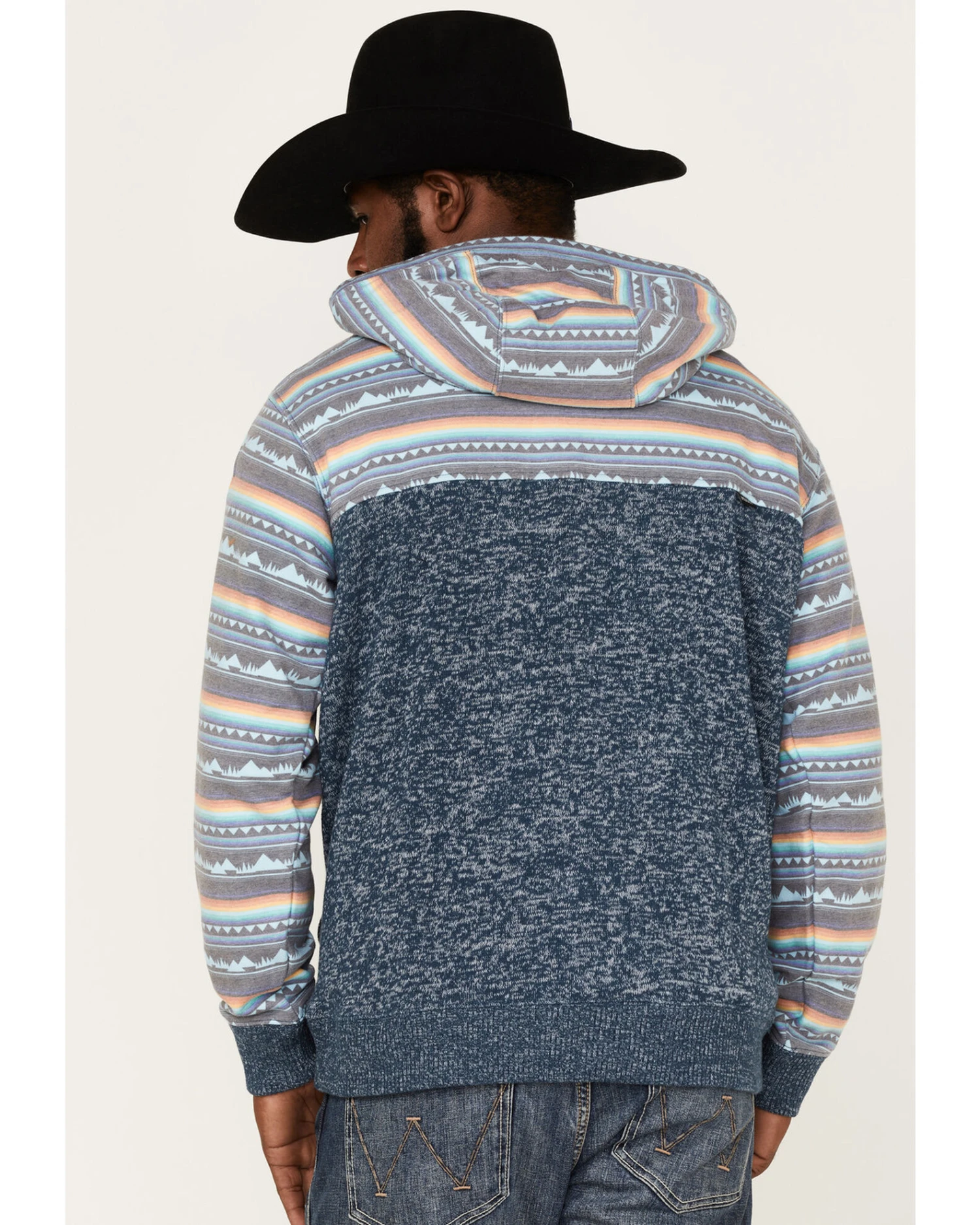 Hooey Men's Southwestern Print Landscape 1/4 Button Hooded Pullover 3 Hooey Men's Southwestern Print Landscape 1/4 Button Hooded Pullover