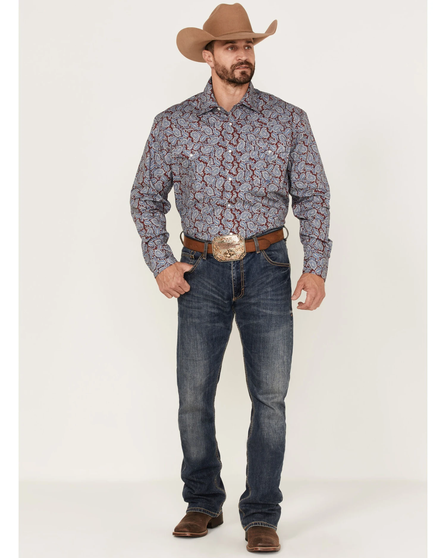 Roper Men's Liberty Bell Paisley Print Long Sleeve Pearl Snap Western Shirt 4 Roper Men's Liberty Bell Paisley Print Long Sleeve Pearl Snap Western Shirt - Image 2