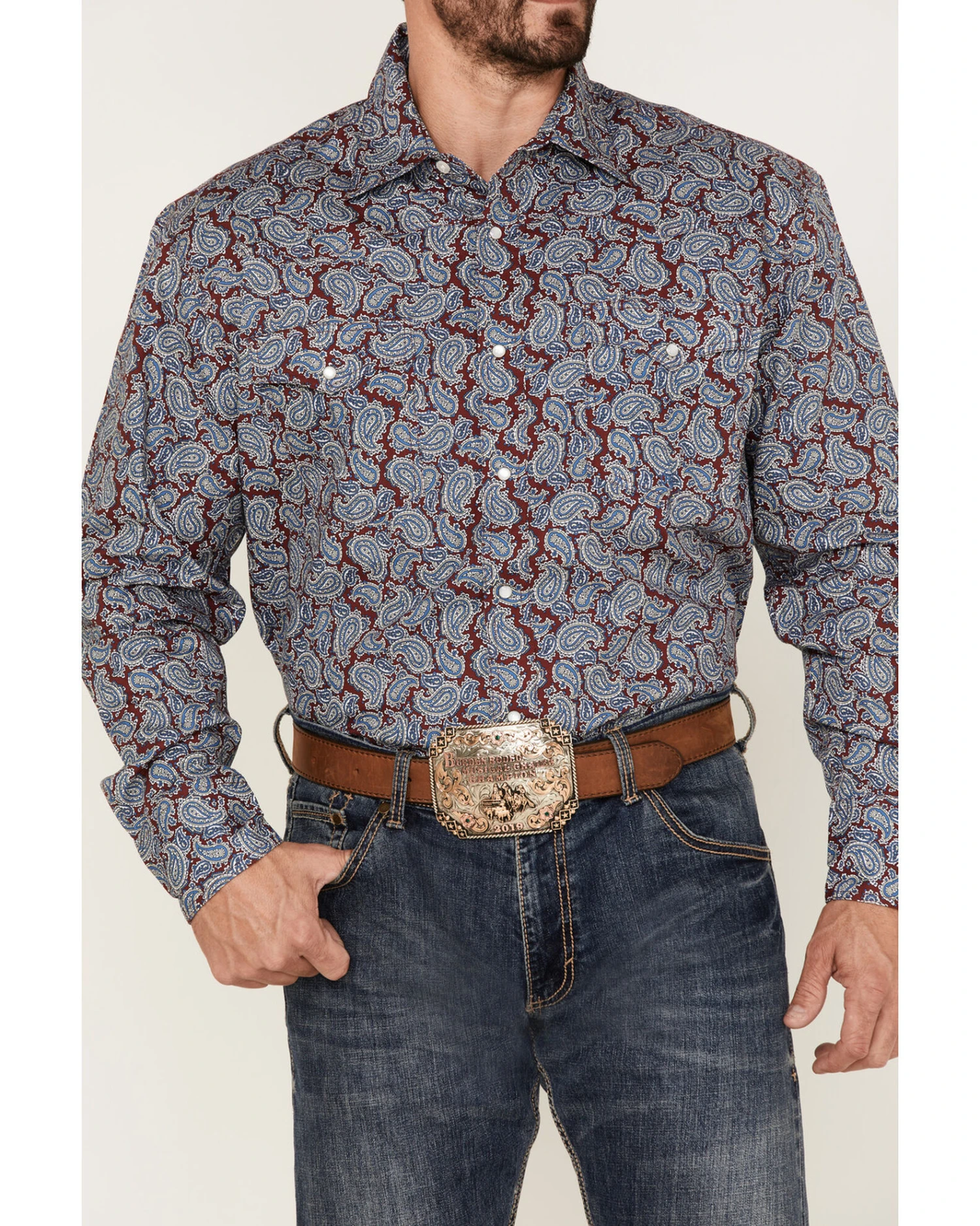 Roper Men's Liberty Bell Paisley Print Long Sleeve Pearl Snap Western Shirt 3 Roper Men's Liberty Bell Paisley Print Long Sleeve Pearl Snap Western Shirt
