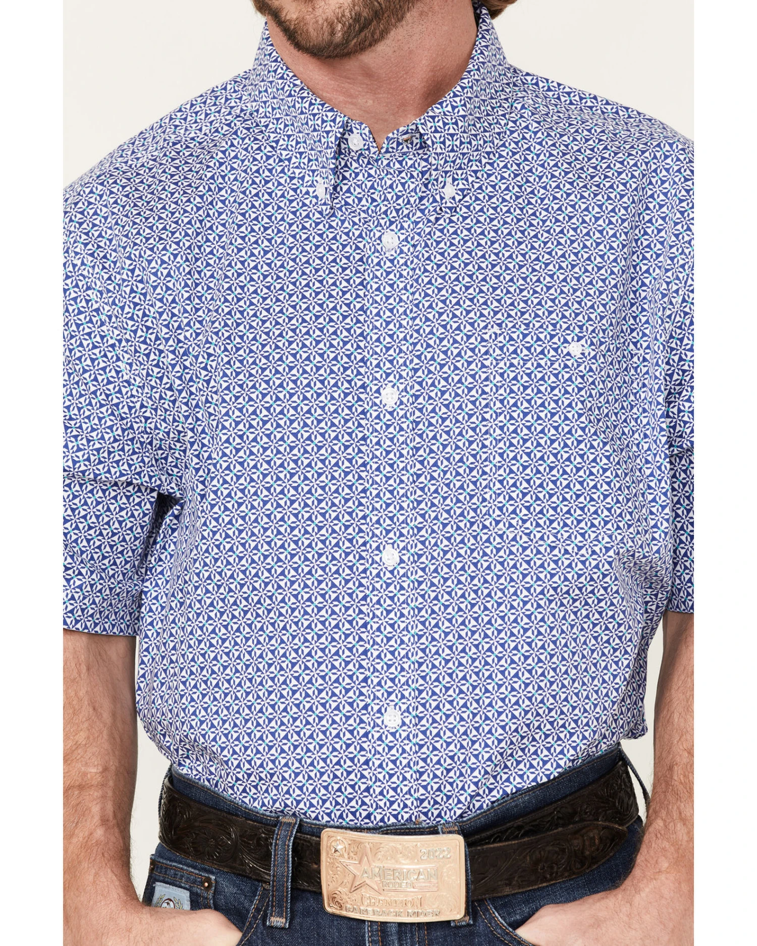 RANK 45 Men's Troubador Geo Print Short Sleeve Button-Down Western Shirt 3 RANK 45 Men's Troubador Geo Print Short Sleeve Button-Down Western Shirt
