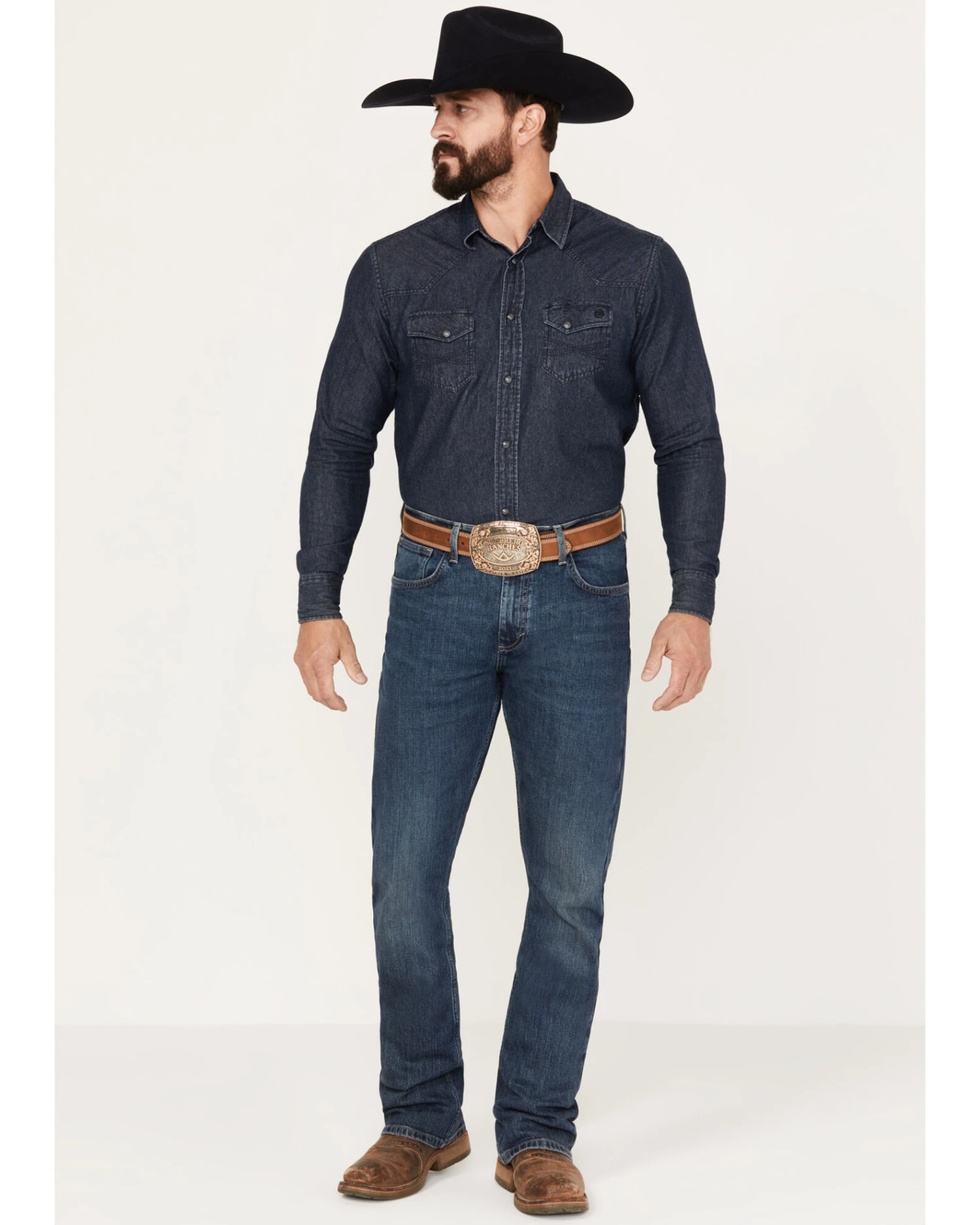 Wrangler 20x Men's 42MWX Gunmetal Dark Wash Vintage Bootcut Stretch Denim Jeans 4 Wrangler 20x Men's 42MWX Gunmetal Dark Wash Vintage Bootcut Stretch Denim Jeans - Image 2