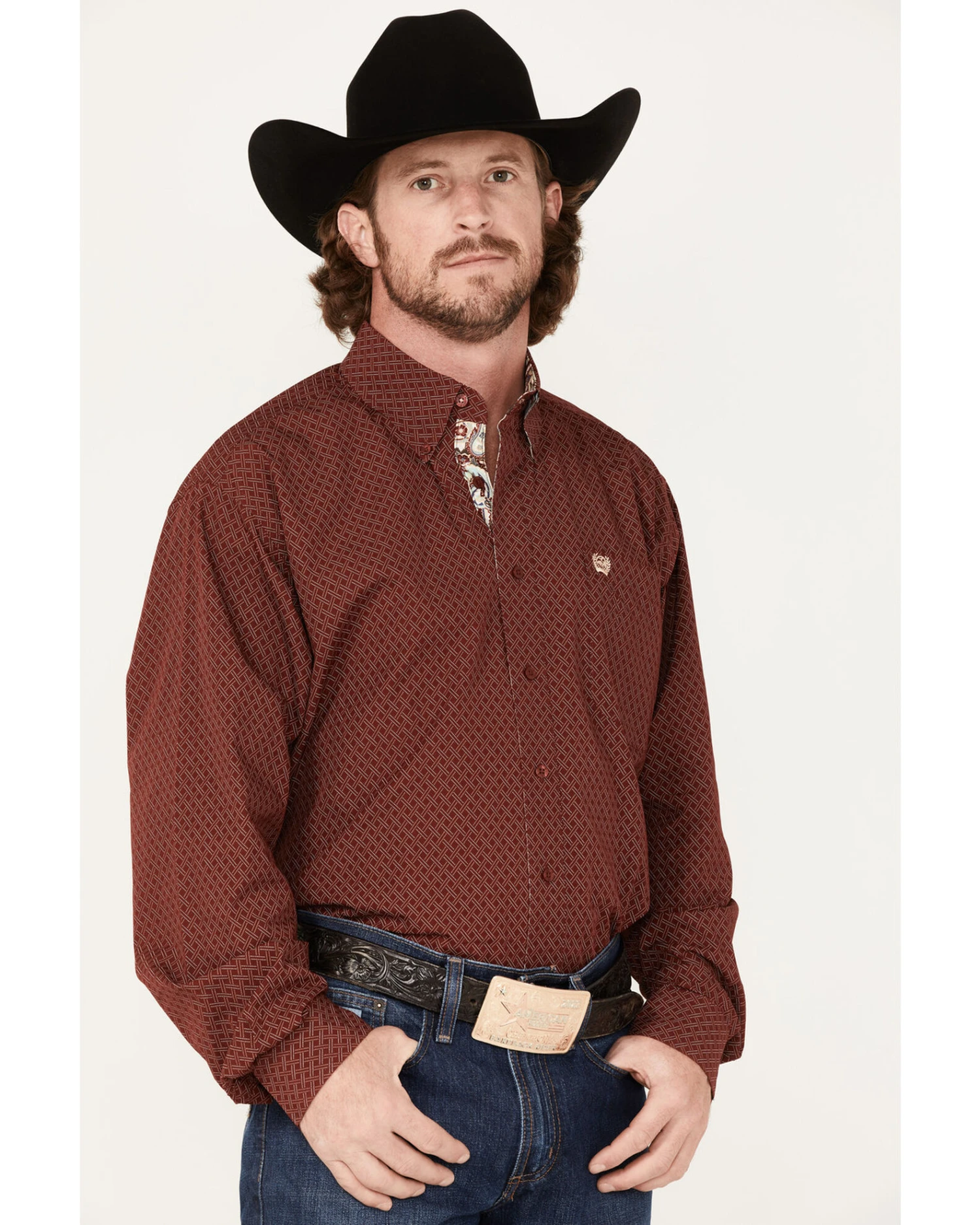 Cinch Men's Geo Print Long Sleeve Button-Down Western Shirt 4 Cinch Men's Geo Print Long Sleeve Button-Down Western Shirt - Image 2