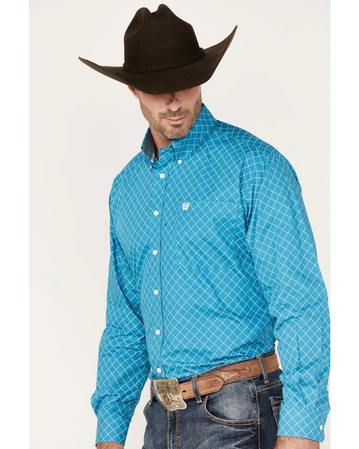 Cinch Men's All-Over Diamond Print Button Down Western Shirt 4 Cinch Men's All-Over Diamond Print Button Down Western Shirt - Image 2