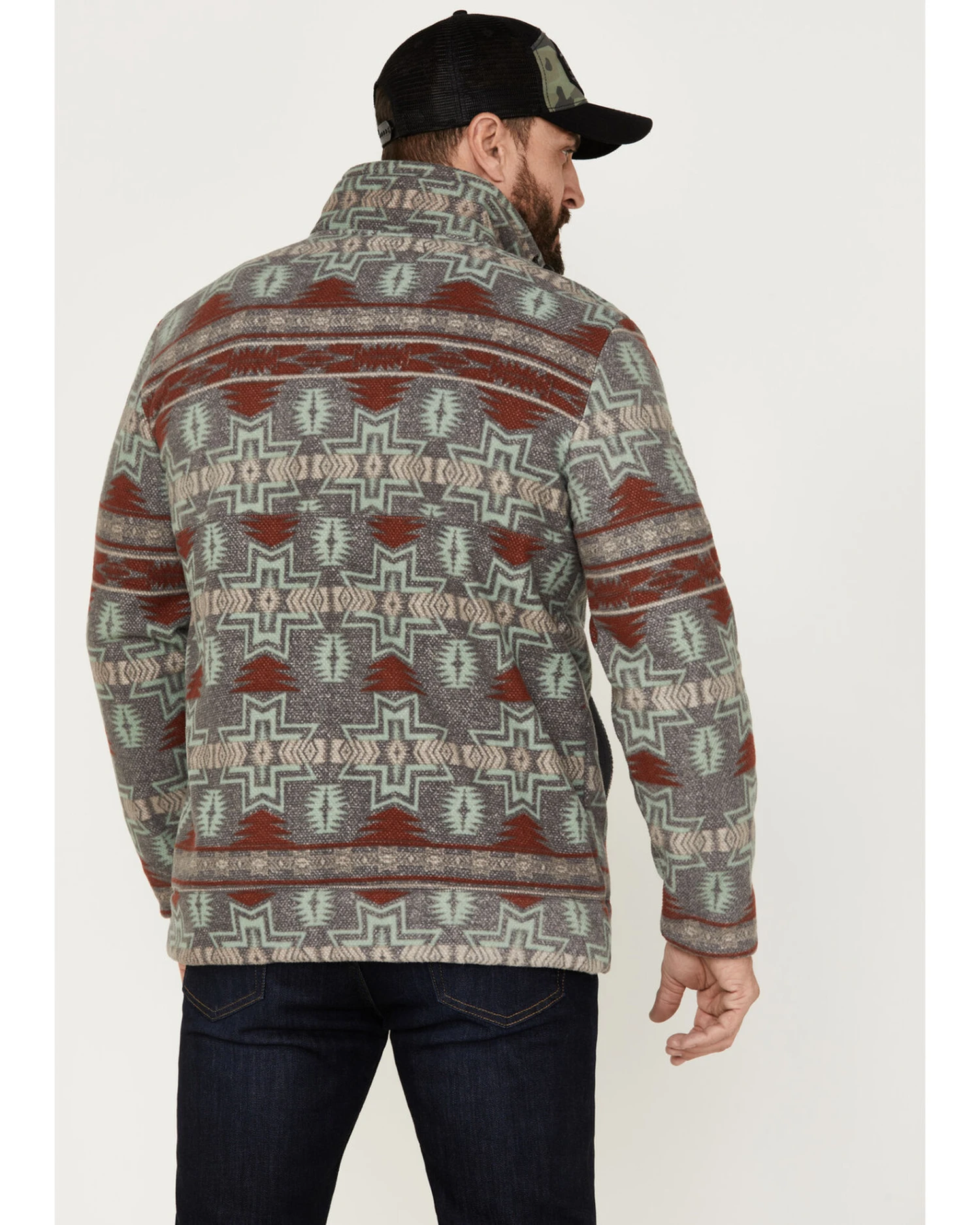 Powder River Outfitters Men's 1/2 Zip Southwestern Print Fleece Sweatshirt 4 Powder River Outfitters Men's 1/2 Zip Southwestern Print Fleece Sweatshirt - Image 2