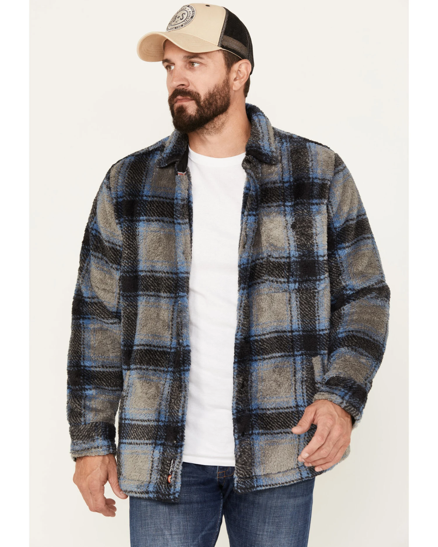 Flag & Anthem Men's Atoka Sherpa Plaid Print Shirt Jacket 4 Flag & Anthem Men's Atoka Sherpa Plaid Print Shirt Jacket - Image 2
