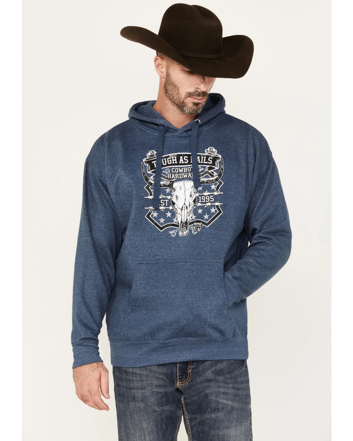 Cowboy Hardware Men's Tough As Nails Skull Graphic Hooded Sweatshirt 4 Cowboy Hardware Men's Tough As Nails Skull Graphic Hooded Sweatshirt - Image 2