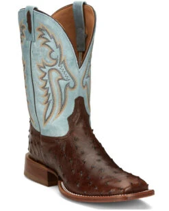 Tony Lama Men's Castillo Exotic Ostrich Western Boots - Broad Square Toe