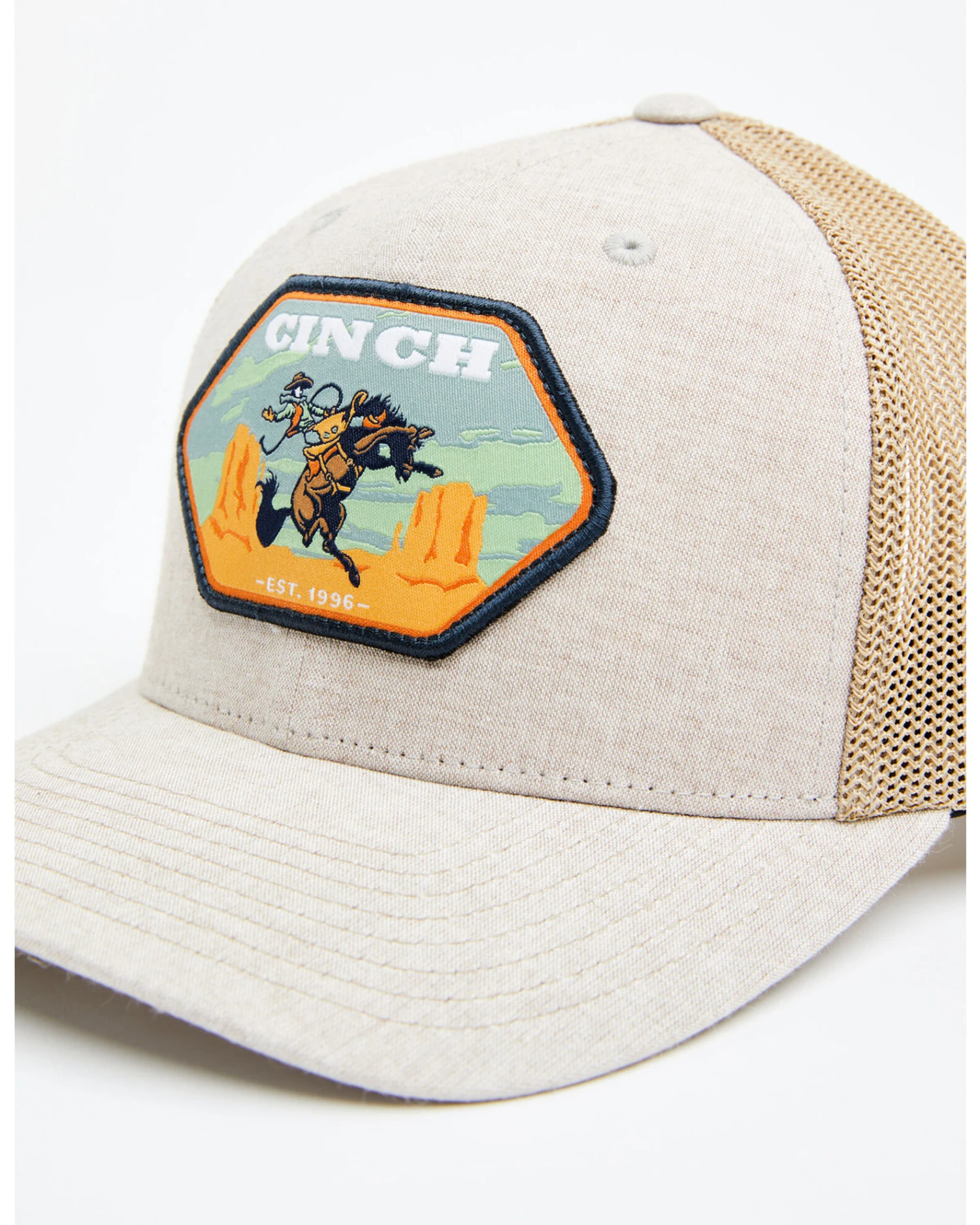 Cinch Men's Tan Hexagon Patch Trucker Cap 4 Cinch Men's Tan Hexagon Patch Trucker Cap - Image 2
