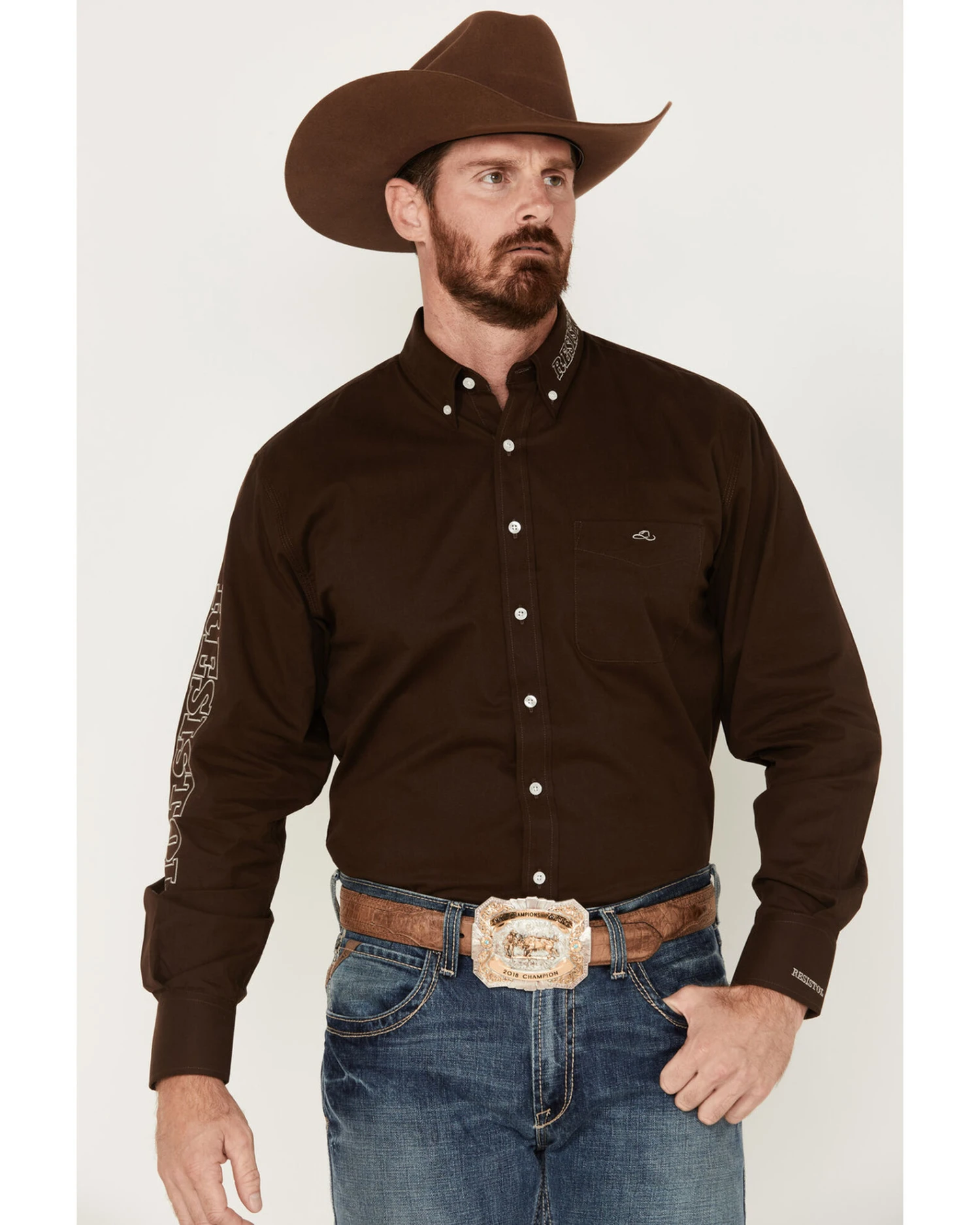 Resistol Men's Enzo Logo Long Sleeve Button Down Shirt 4 Resistol Men's Enzo Logo Long Sleeve Button Down Shirt - Image 2