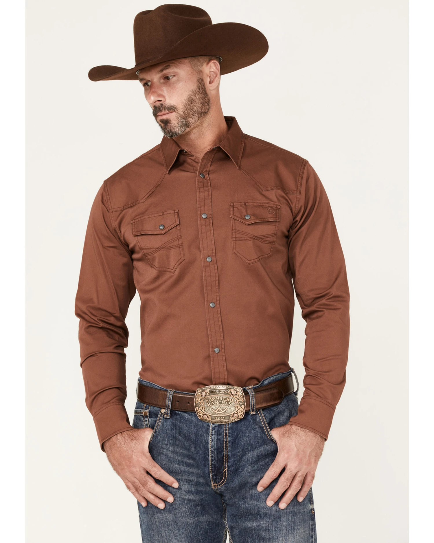 Blue Ranchwear Men's Long Sleeve Button-Down Western Shirt 4 Blue Ranchwear Men's Long Sleeve Button-Down Western Shirt - Image 2