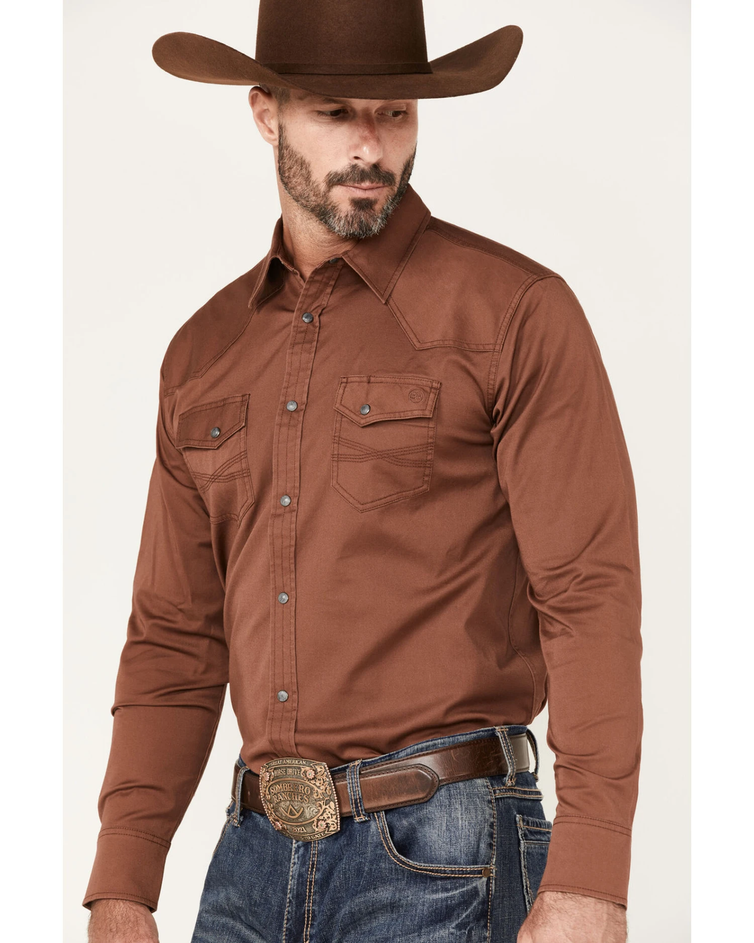 Blue Ranchwear Men's Long Sleeve Button-Down Western Shirt 3 Blue Ranchwear Men's Long Sleeve Button-Down Western Shirt