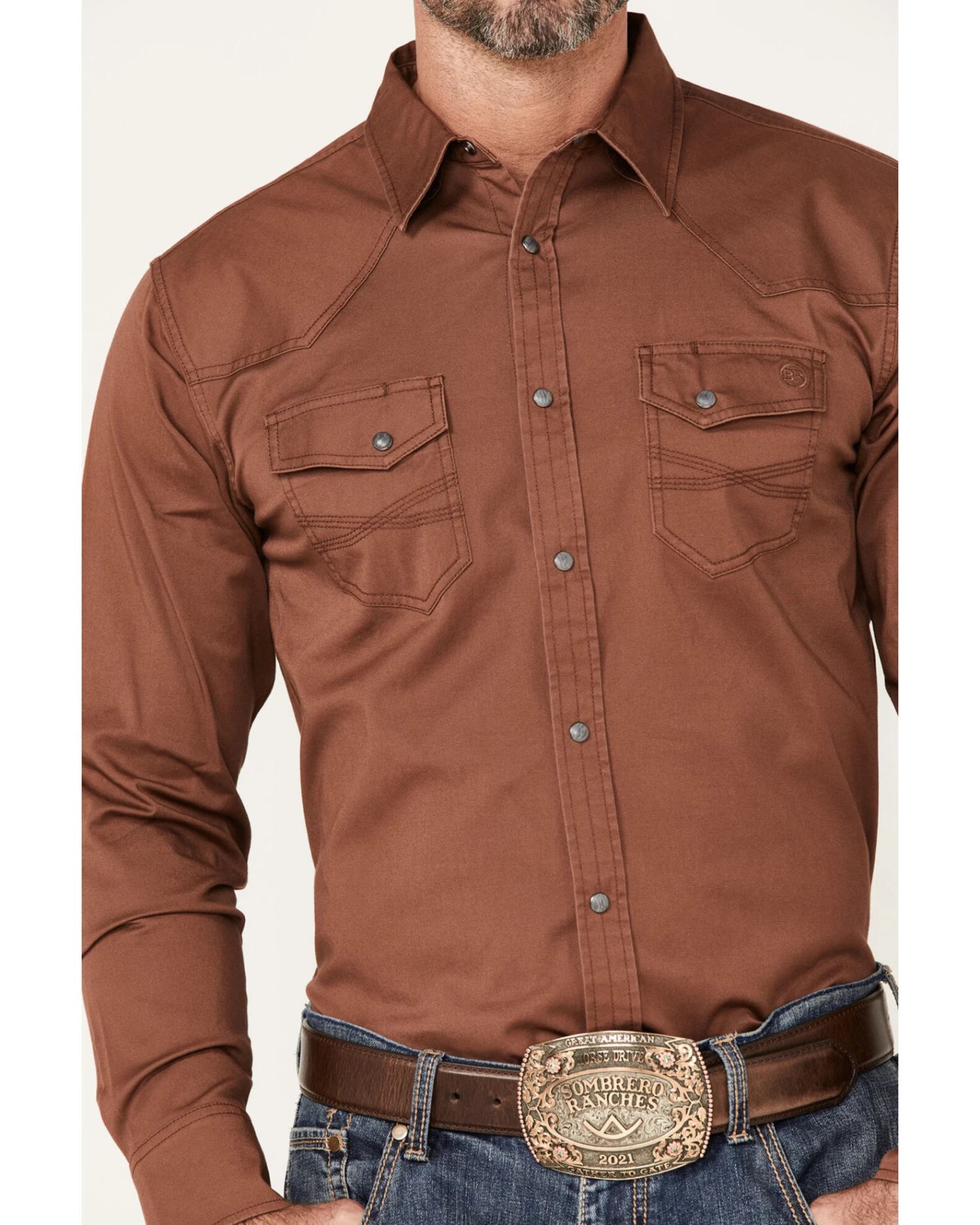 Blue Ranchwear Men's Long Sleeve Button-Down Western Shirt 5 Blue Ranchwear Men's Long Sleeve Button-Down Western Shirt - Image 3