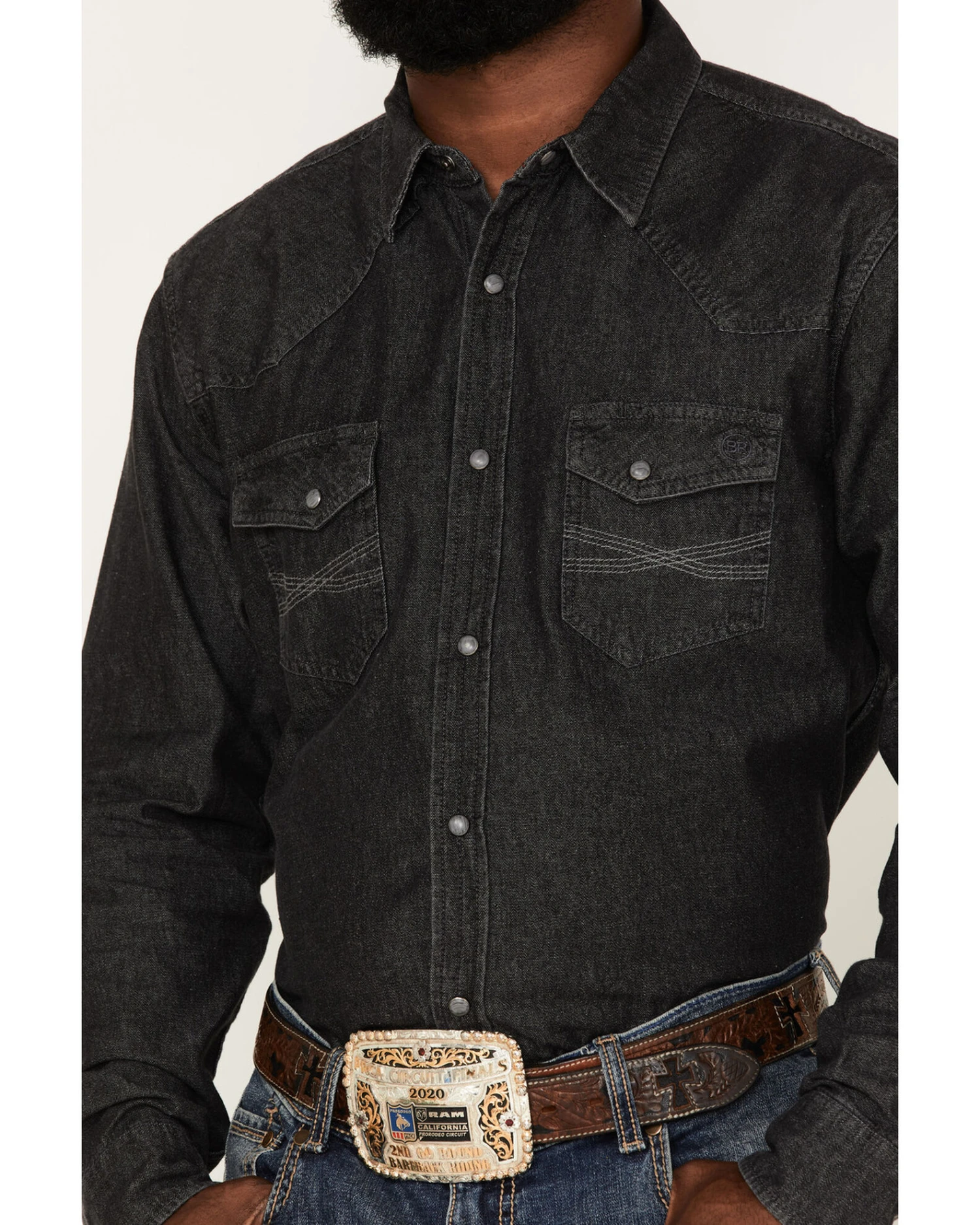 Blue Ranchwear Men's Long Sleeve Denim Western Snap Shirt 5 Blue Ranchwear Men's Long Sleeve Denim Western Snap Shirt - Image 3