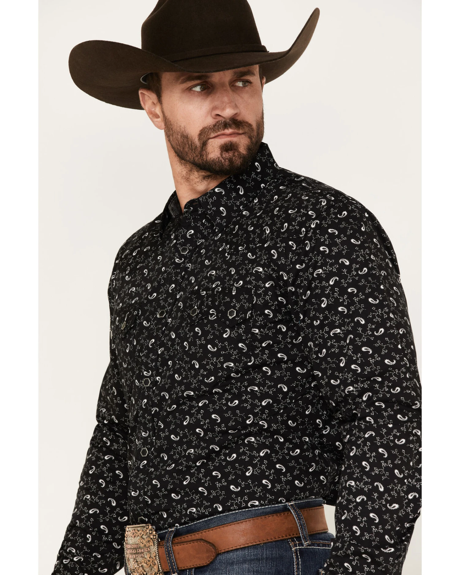 Moonshine Spirit Men's Electric Paisley Print Long Sleeve Snap Western Shirt 6 Moonshine Spirit Men's Electric Paisley Print Long Sleeve Snap Western Shirt - Image 4