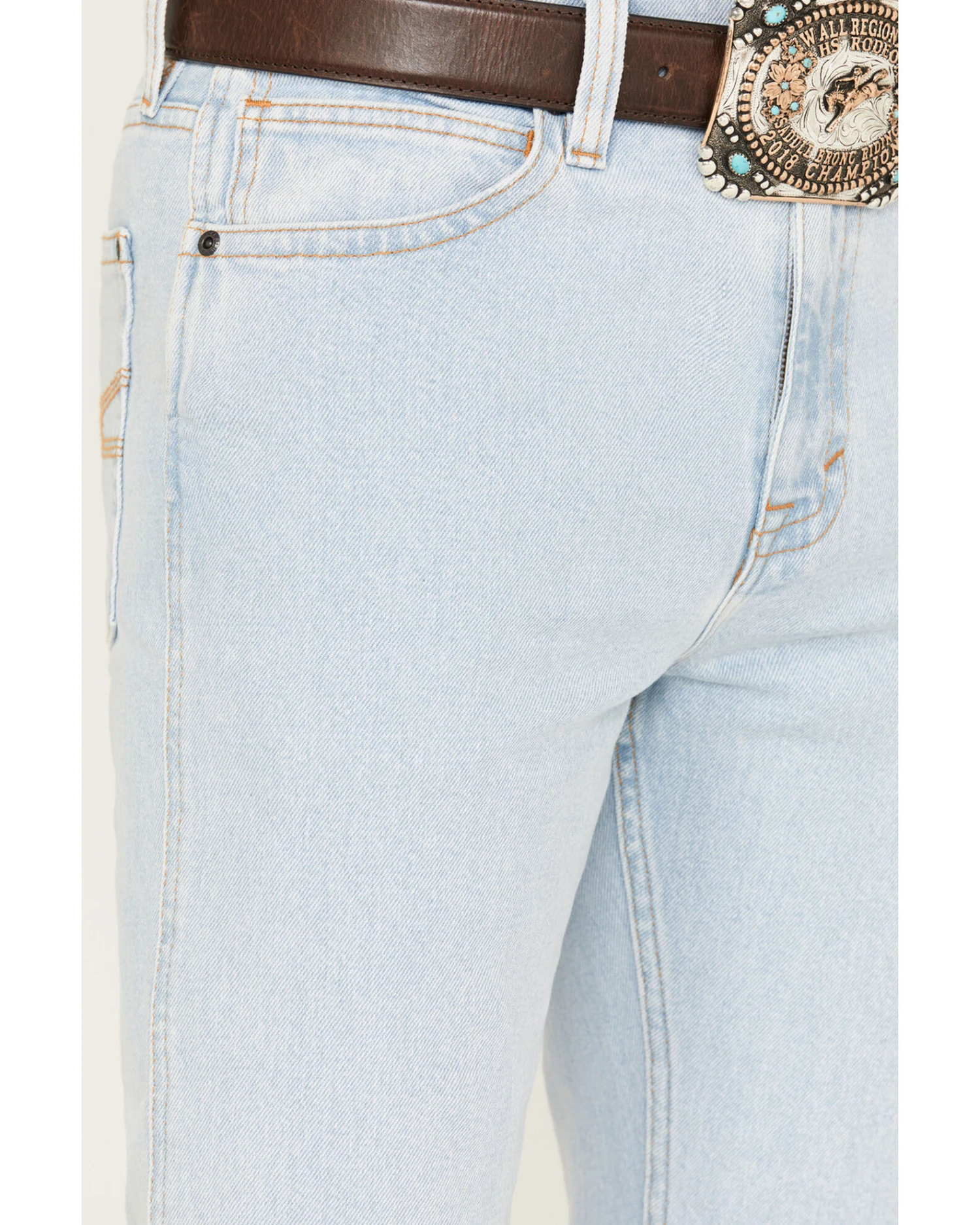 Blue Ranchwear Men's Mountain West Light Wash Stackable Straight Stretch Denim Jeans 5 Blue Ranchwear Men's Mountain West Light Wash Stackable Straight Stretch Denim Jeans - Image 3