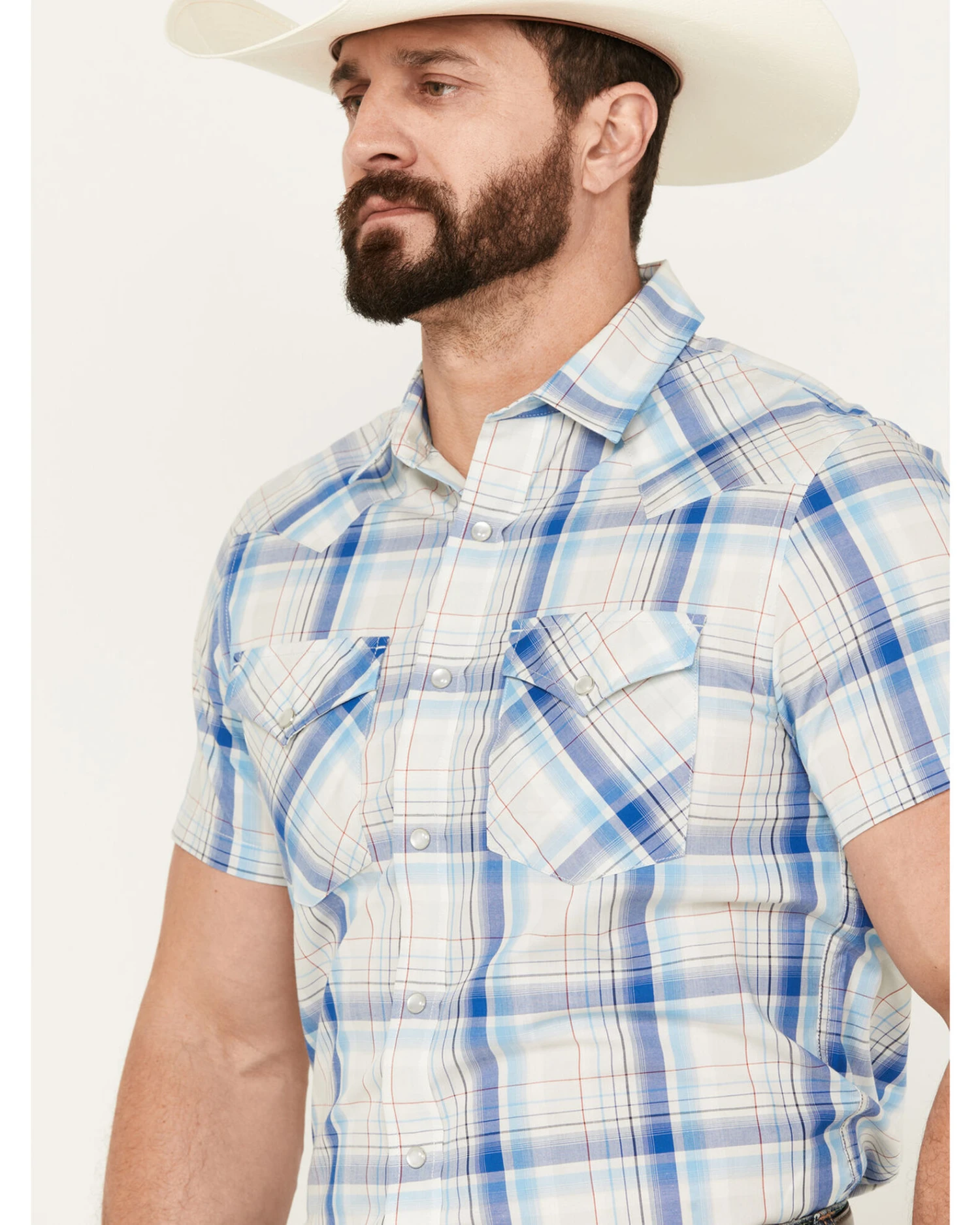 Pendleton Men's Frontier Plaid Short Sleeve Western Pearl Snap Shirt 3 Pendleton Men's Frontier Plaid Short Sleeve Western Pearl Snap Shirt