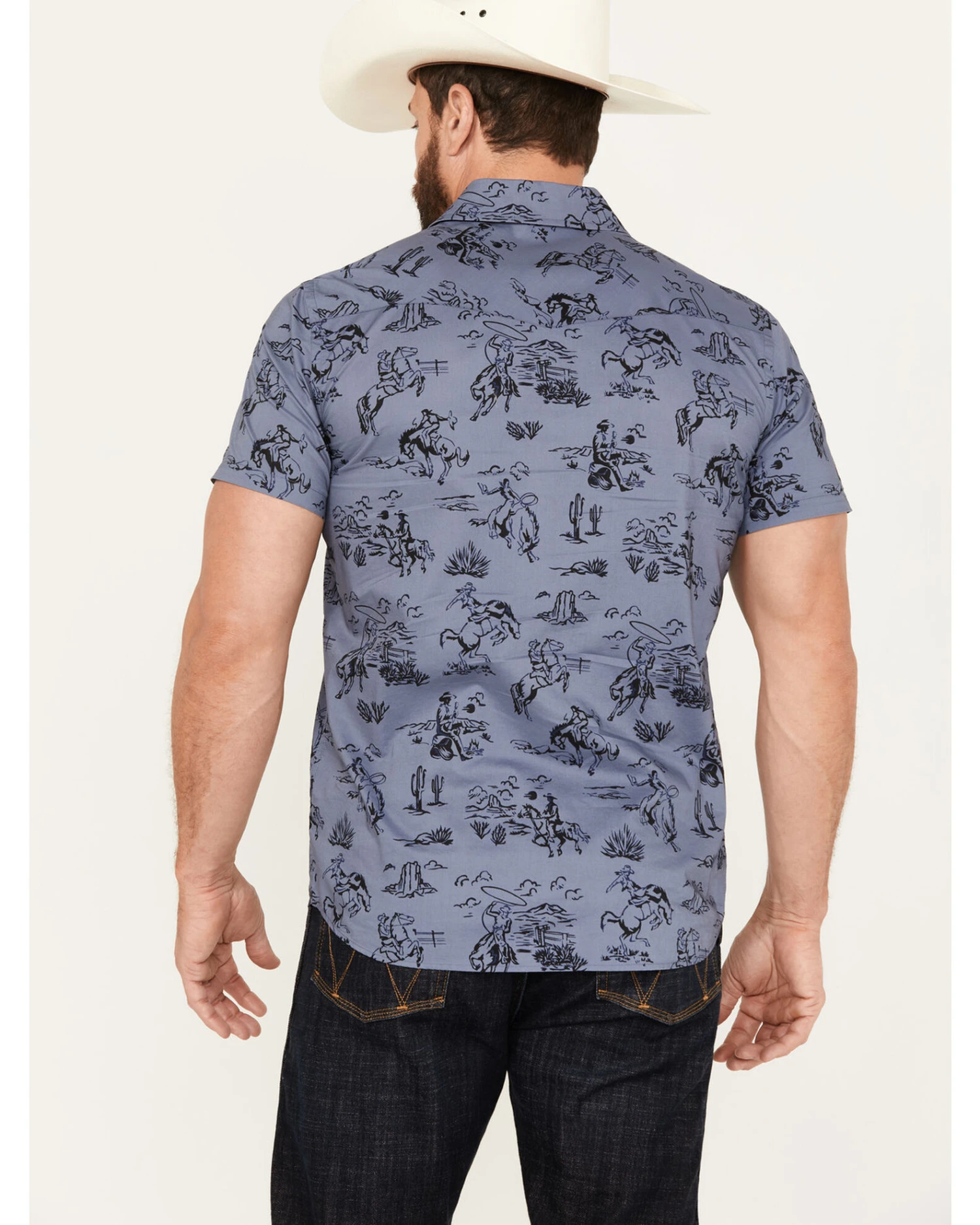 Pendleton Men's Laramie Cowboy Print Short Sleeve Snap Western Shirt 3 Pendleton Men's Laramie Cowboy Print Short Sleeve Snap Western Shirt