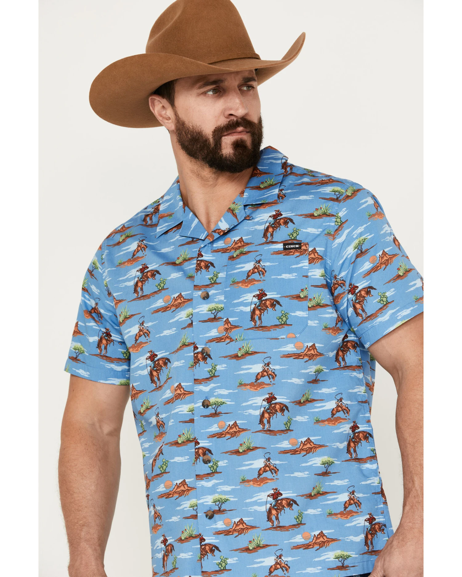 Cinch Men's Camp Tumbleweed Cowboy Short Sleeve Button-Down Western Shirt 4 Cinch Men's Camp Tumbleweed Cowboy Short Sleeve Button-Down Western Shirt - Image 2