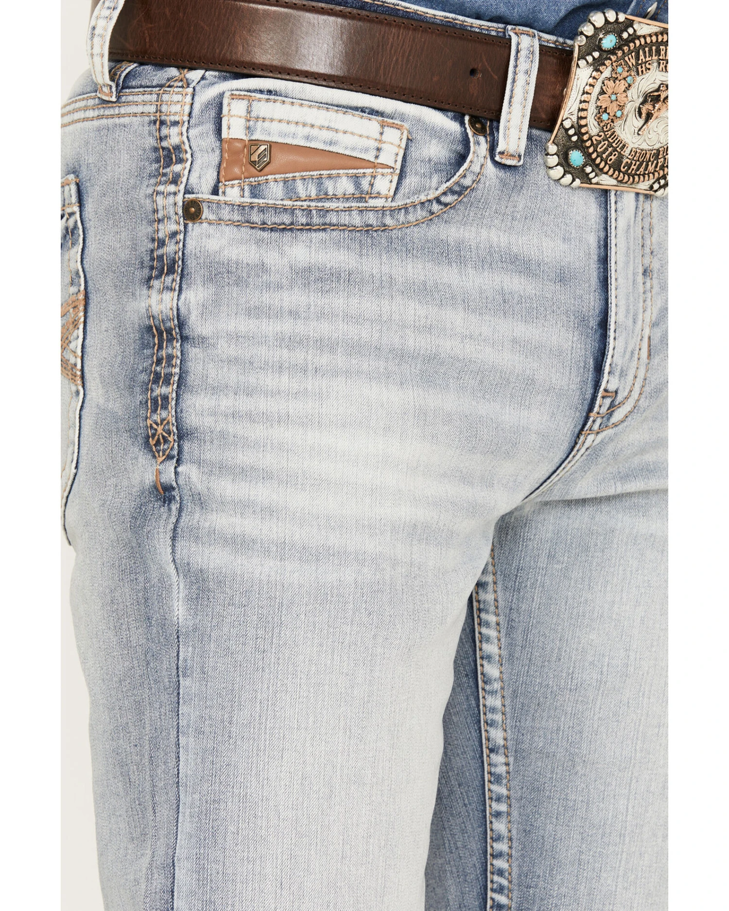 RANK 45 Men's Ringo Light Wash Stackable Straight Performance Stretch Denim Jeans 5 RANK 45 Men's Ringo Light Wash Stackable Straight Performance Stretch Denim Jeans - Image 3