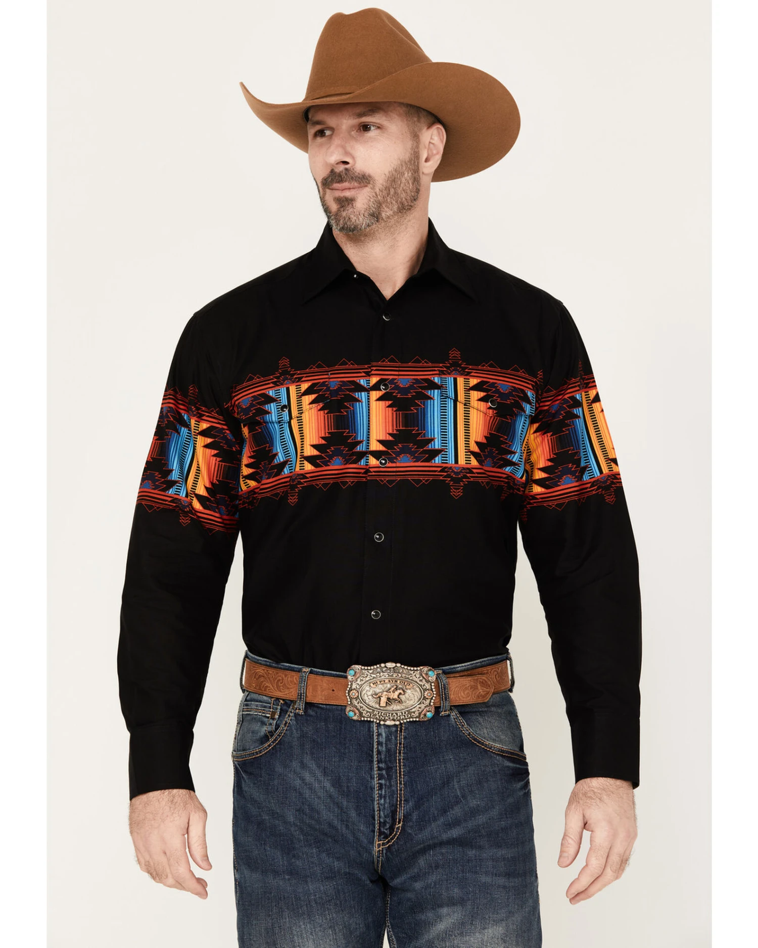 Panhandle Men's Southwestern Border Long Sleeve Western Snap Shirt 4 Panhandle Men's Southwestern Border Long Sleeve Western Snap Shirt - Image 2