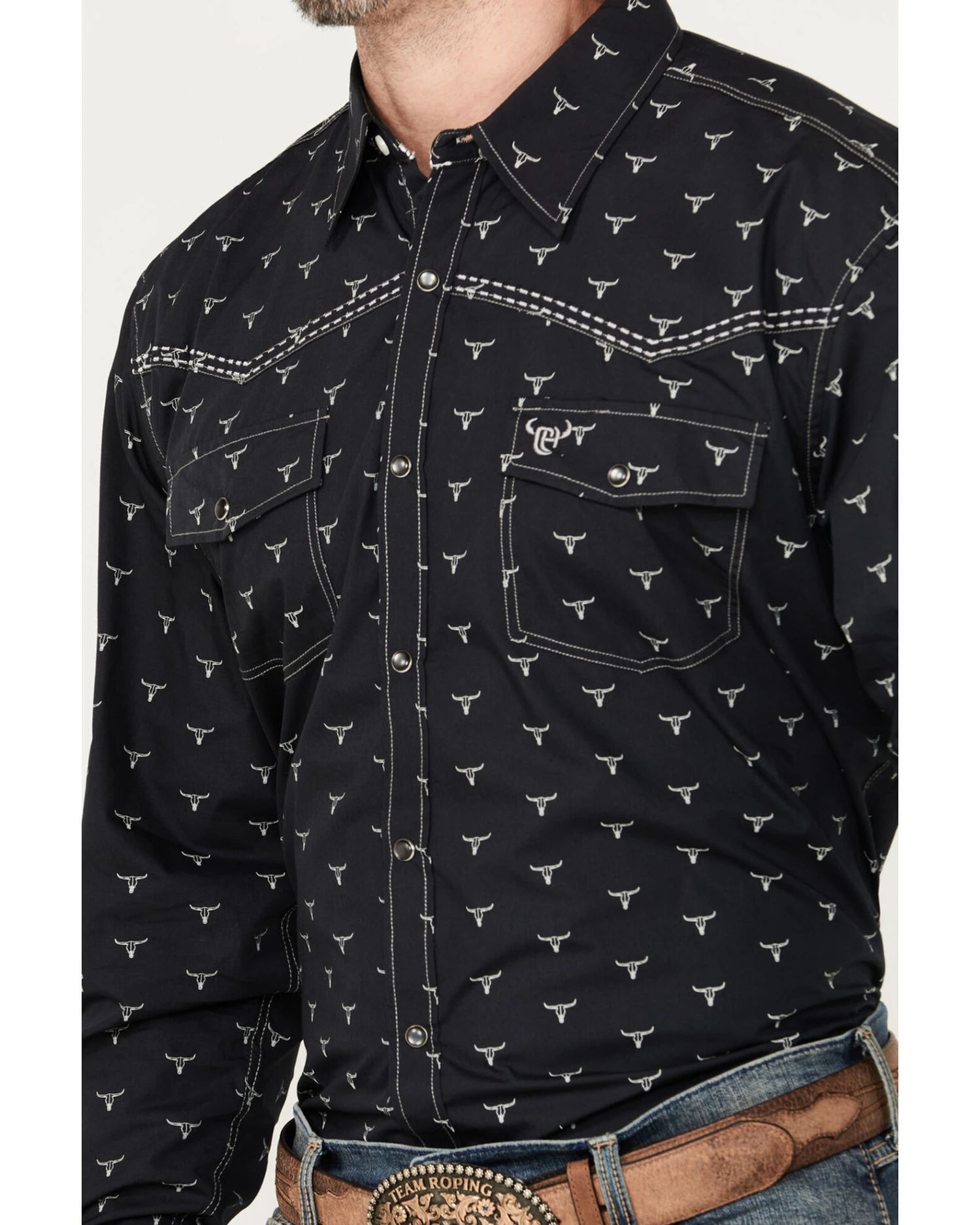Cowboy Hardware Men's Skull Print Long Sleeve Snap Western Shirt 4 Cowboy Hardware Men's Skull Print Long Sleeve Snap Western Shirt - Image 2