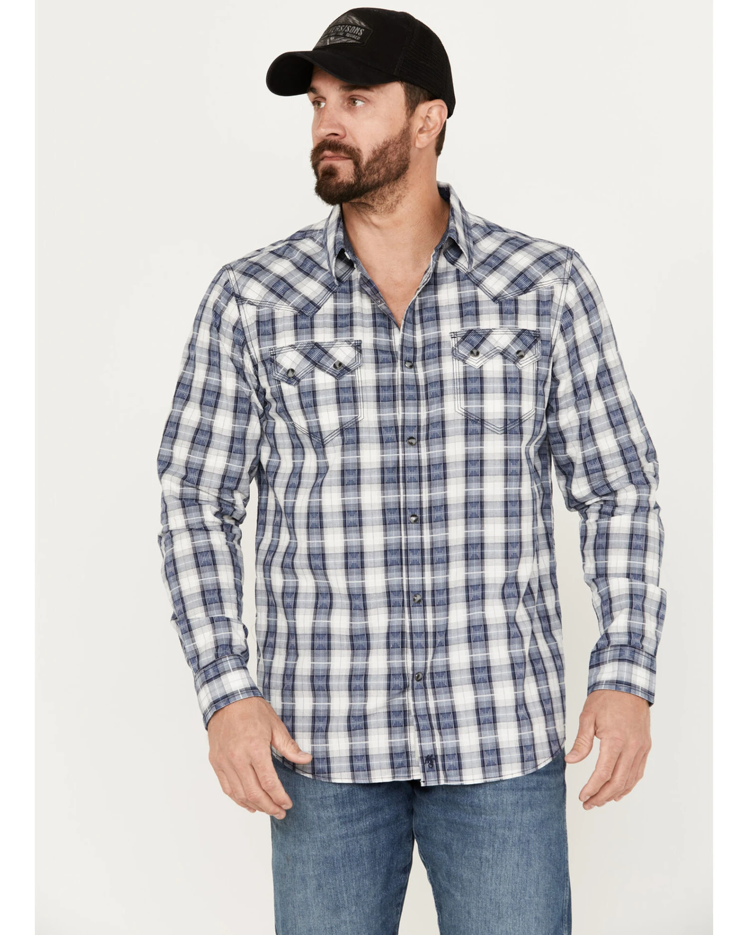 Moonshine Spirit Men's Rattler Plaid Print Long Sleeve Western Snap Shirt 5 Moonshine Spirit Men's Rattler Plaid Print Long Sleeve Western Snap Shirt - Image 3