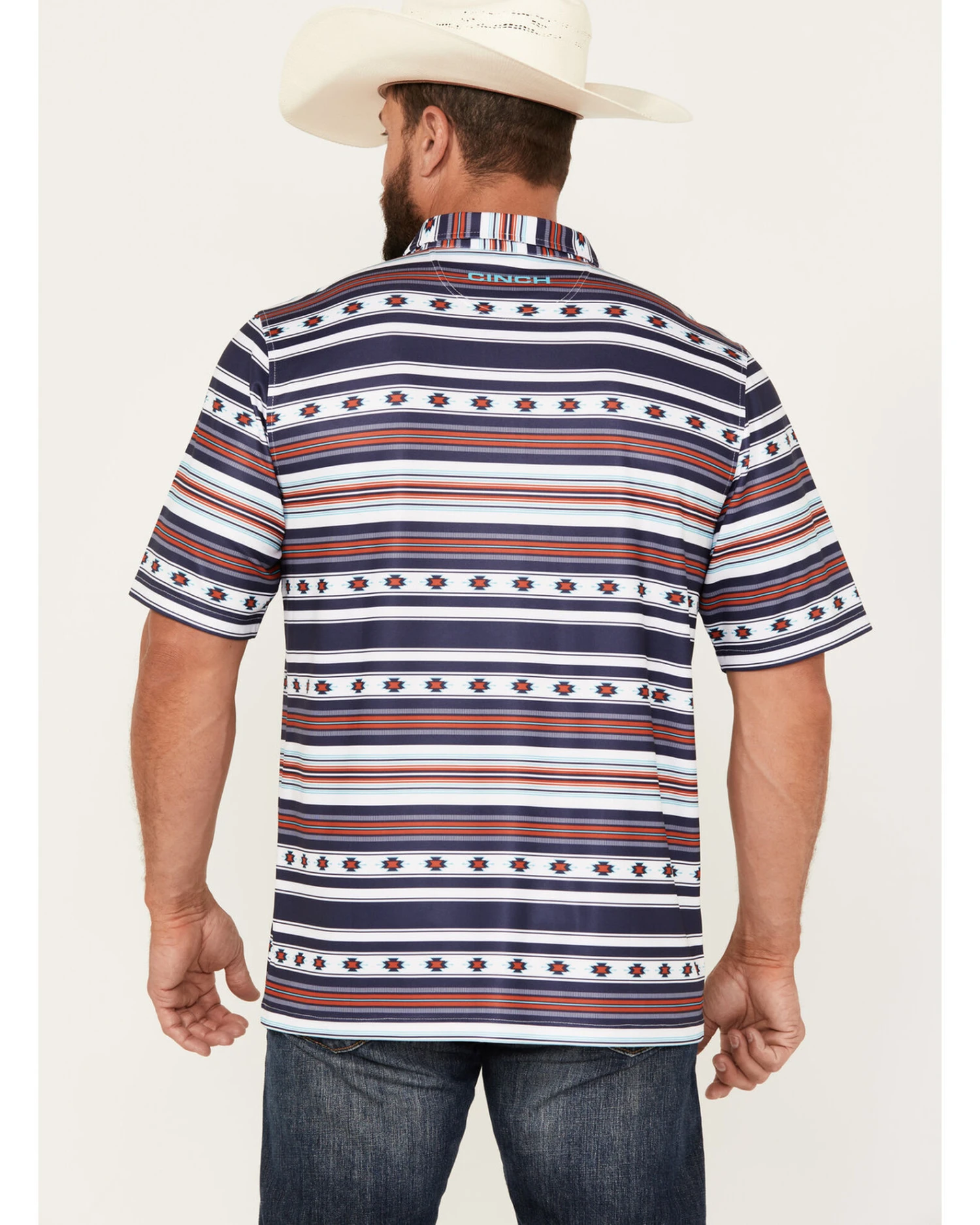 Cinch Men's ARENAFLEX Striped Southwestern Short Sleeve Polo 5 Cinch Men's ARENAFLEX Striped Southwestern Short Sleeve Polo - Image 3